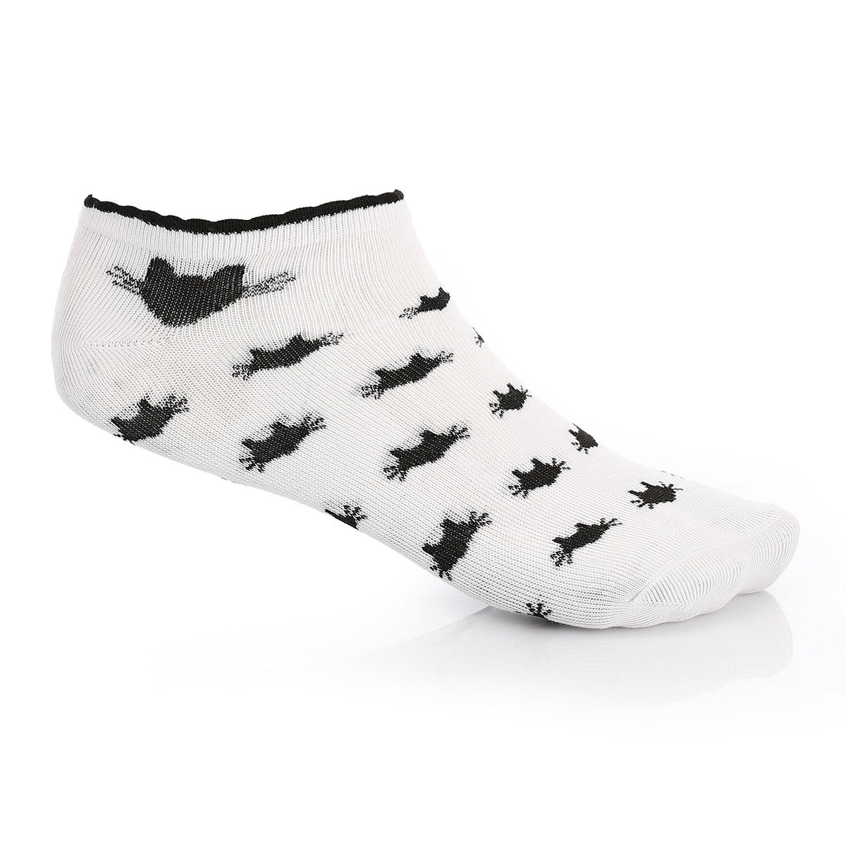 Women's Ankle Socks - Low-Cut - White - Red Cotton