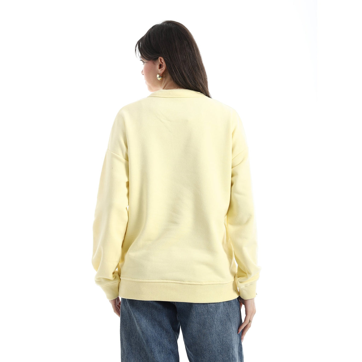 Women’s Casual Sweatshirt with Embroidered Sleeve - Red Cotton