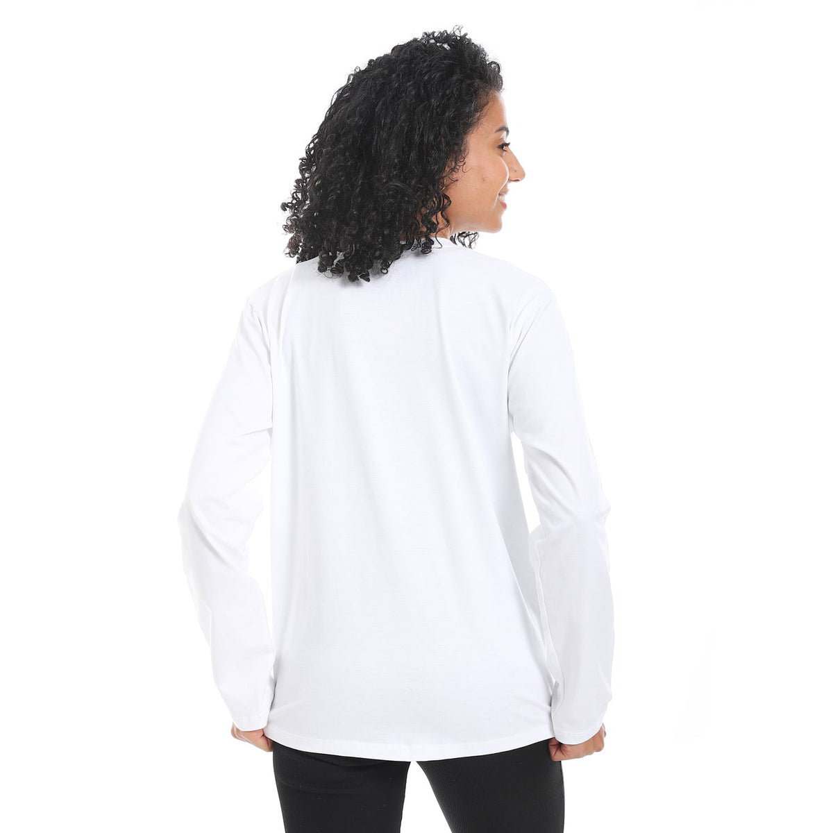 Women's Long Sleeve T-Shirt with Summer Tropic Print - White - Red Cotton