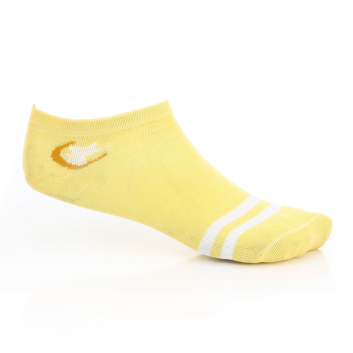 Women's No Show Socks With Drawings - Yellow - Red Cotton