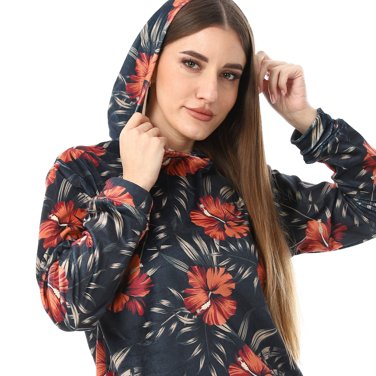 Women's Printed Velvet Pajamas - Dark Green - Red Cotton