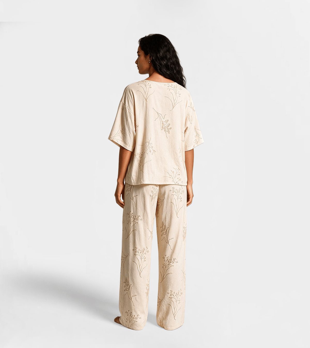Women’s Printed Viscose Pants Set - Red Cotton