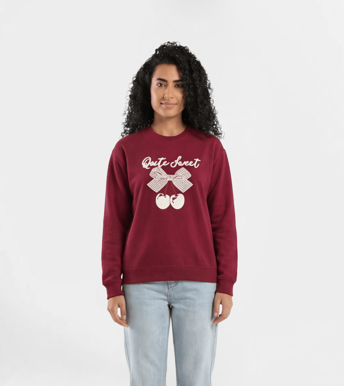 Women’s "Quite Sweet" Diagonal Milton Sweatshirt - Red Cotton