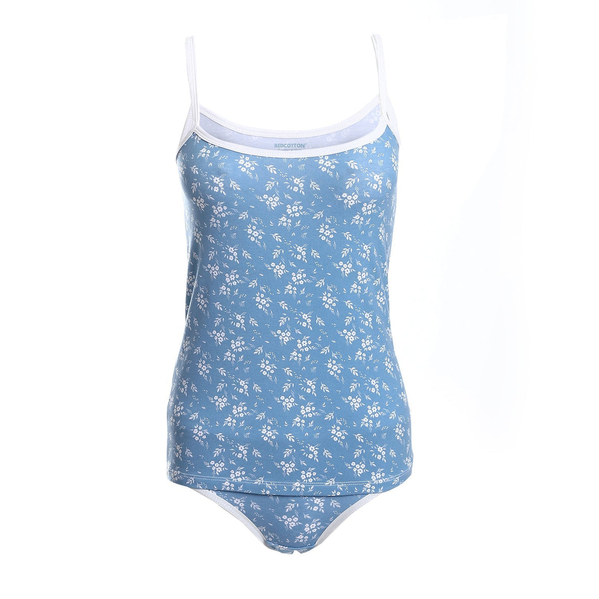 Women's Set Printed Strap - Top and Panty - Red Cotton