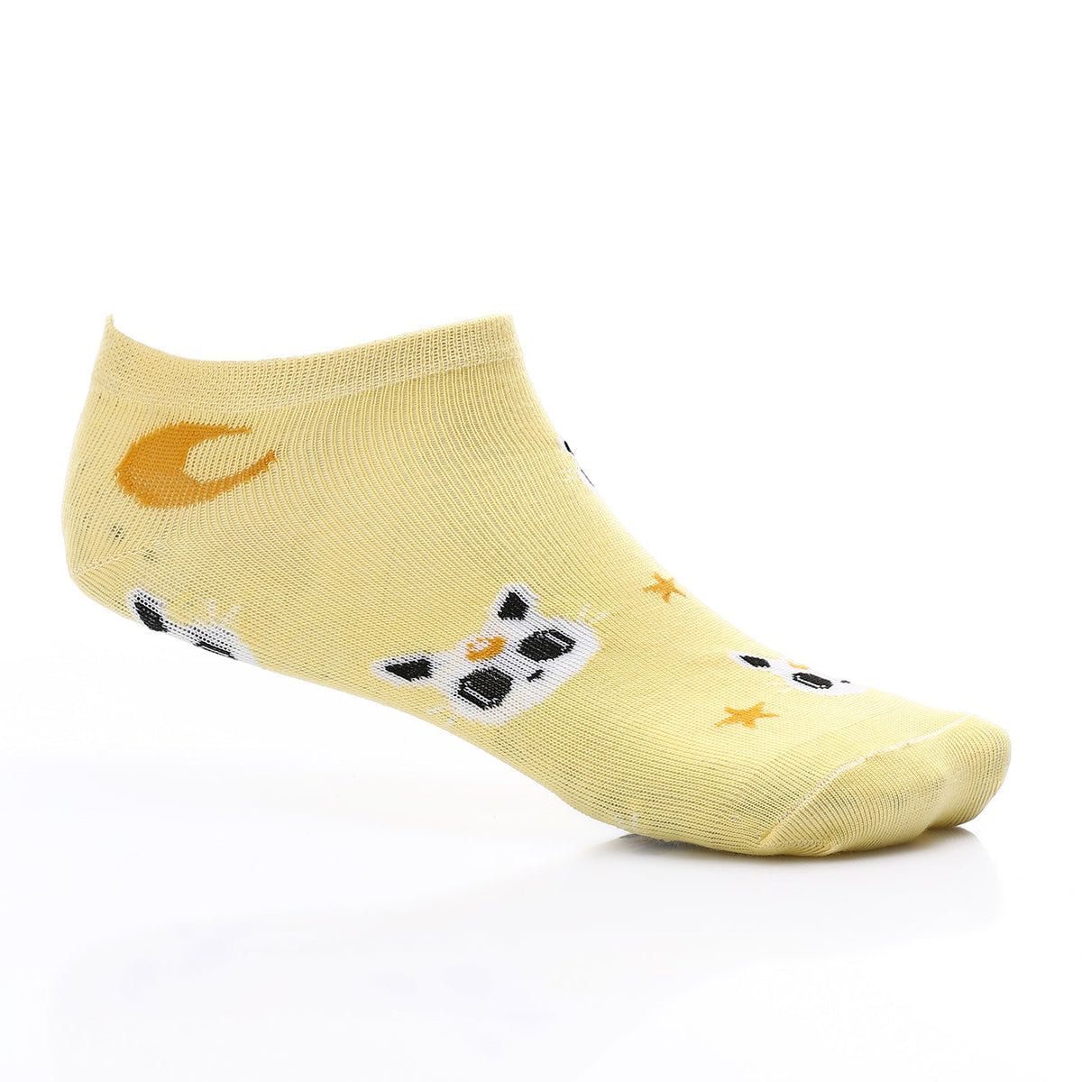 Women's Socket Socks - Yellow - Red Cotton