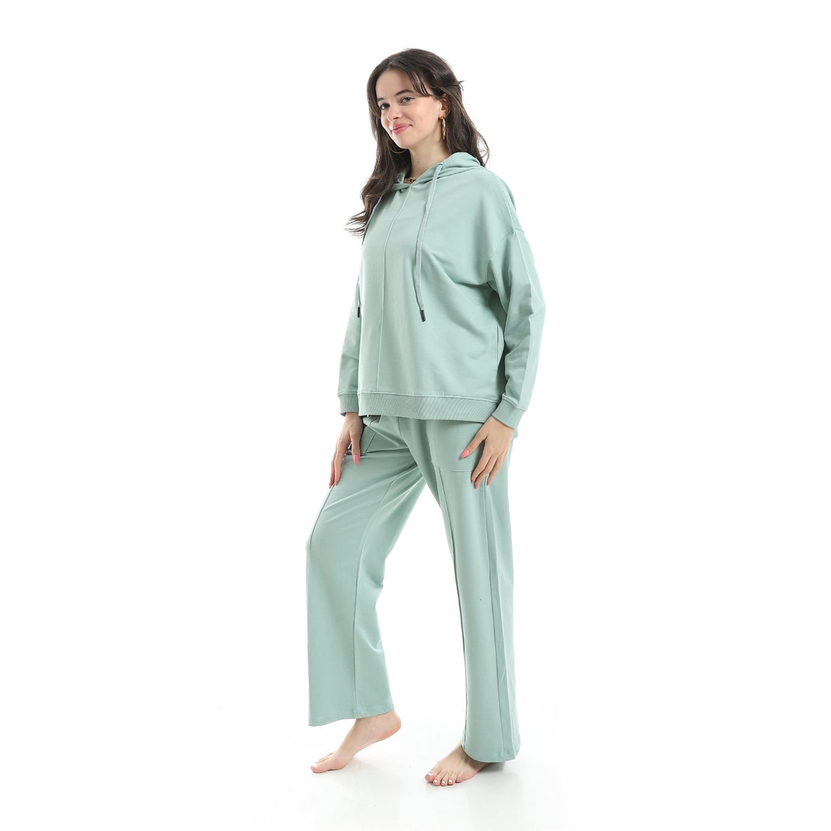 Women's Summer Active Pajama set - Mint - Red Cotton