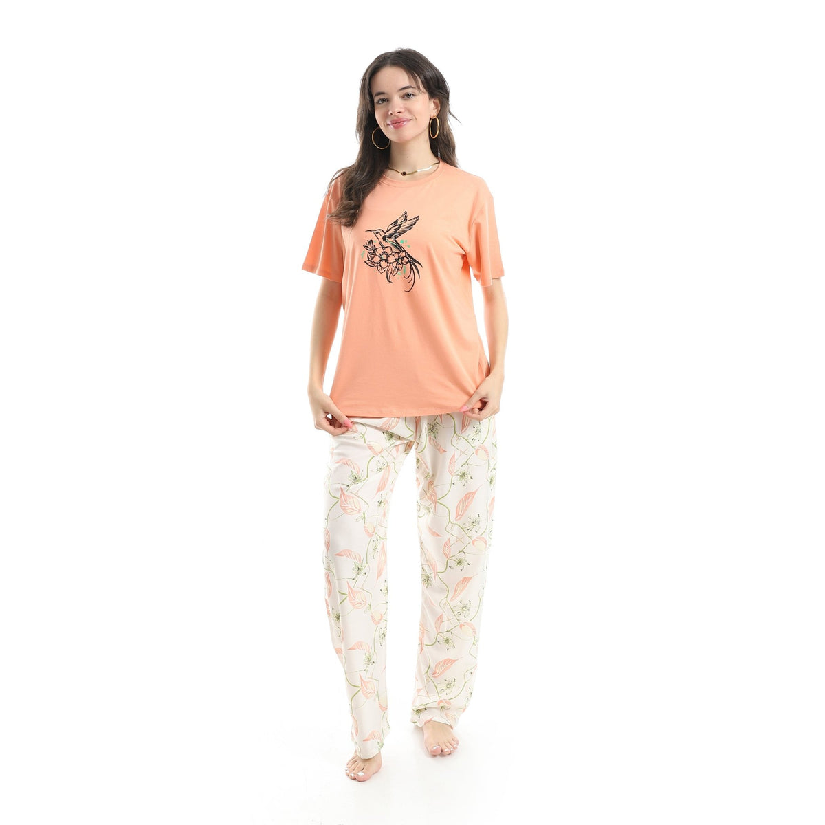 Women's Summer Pajama Floral Pants - Simon - Red Cotton