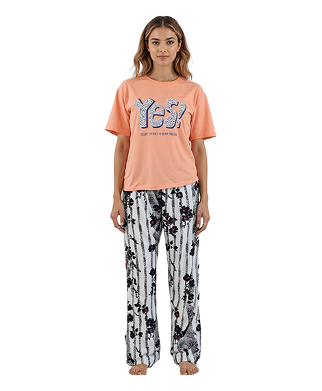 Women's Summer Pajama - Pants - Simon - Red Cotton