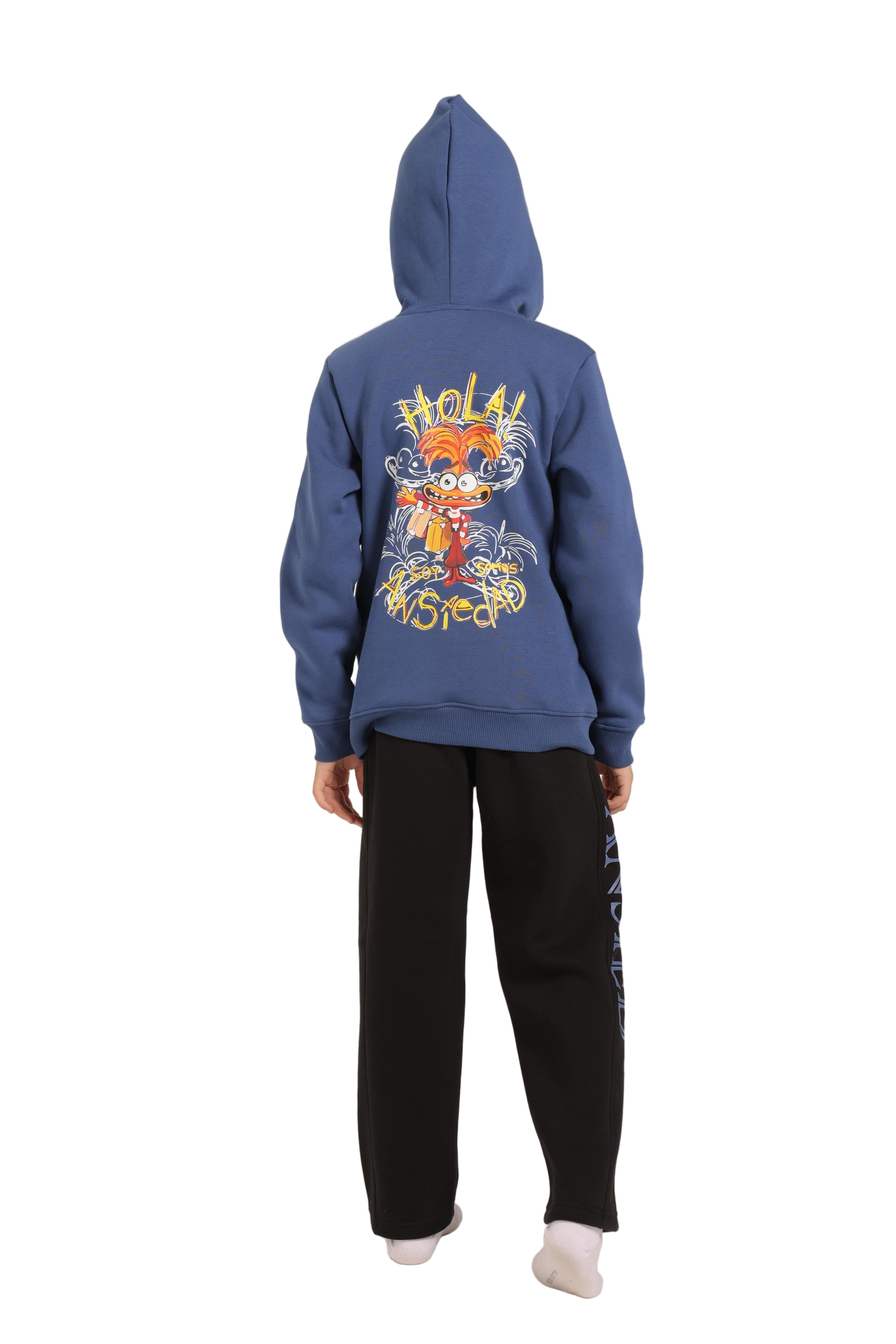Boy's Zipped Hoodie and Pants Set - Cozy Winter Loungewear