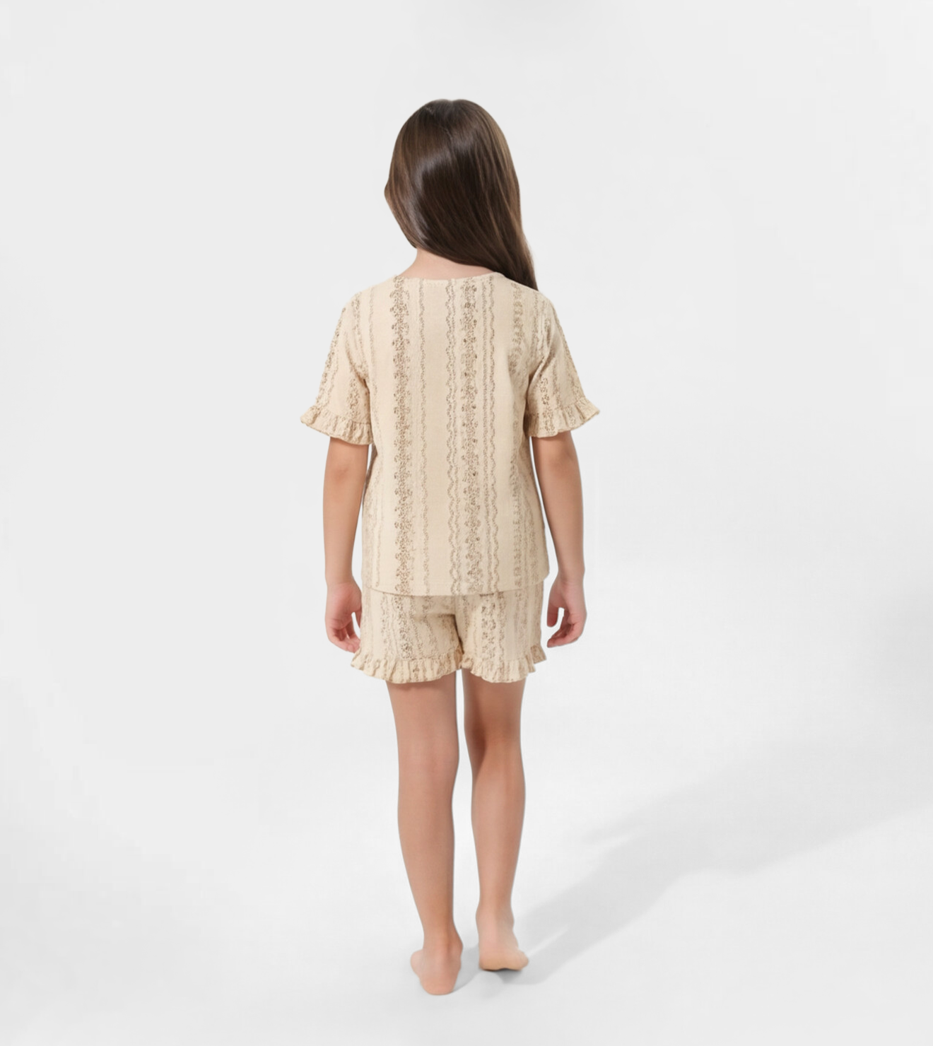 Girls Ruffle T-Shirt & Shorts Pajama Set