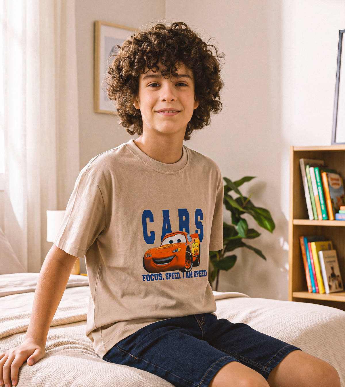 Boys’ Beige Short-Sleeve Casual T-Shirt