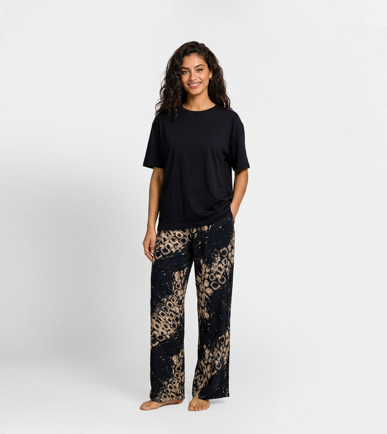 Women Soft Touch Pajama Set with Printed Pants