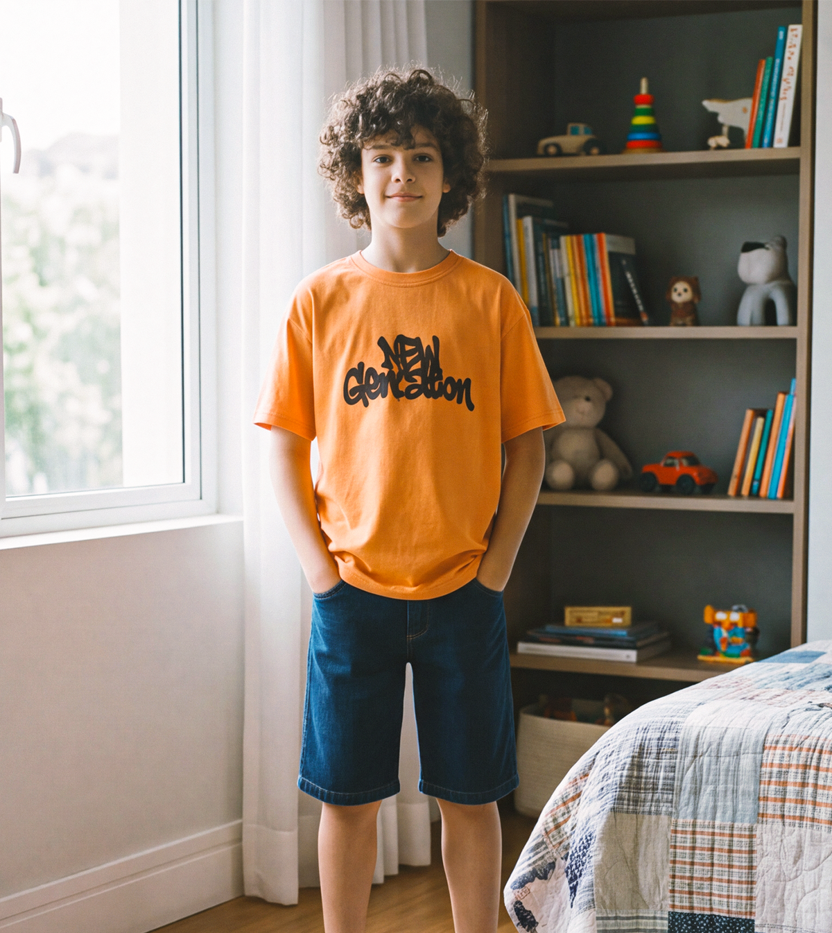 Boys’ Orange Short-Sleeve T-Shirt