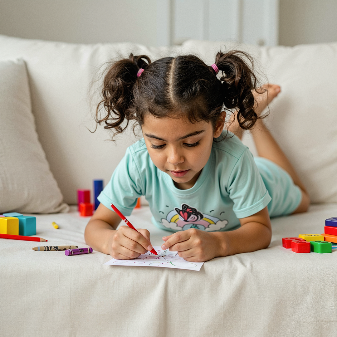 Girls’ Blue "Somewhere Over The Rainbow" Printed Short Set