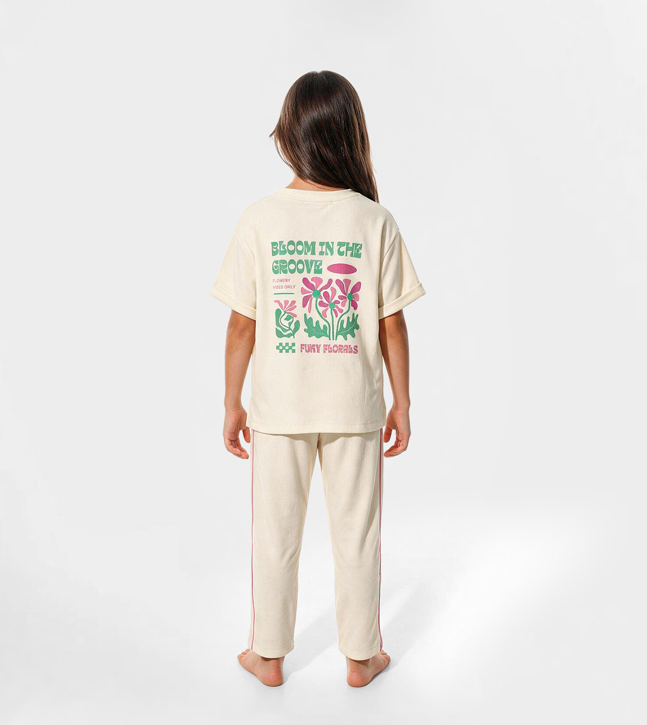 Girls’ Off-White Jacquard Pants Set
