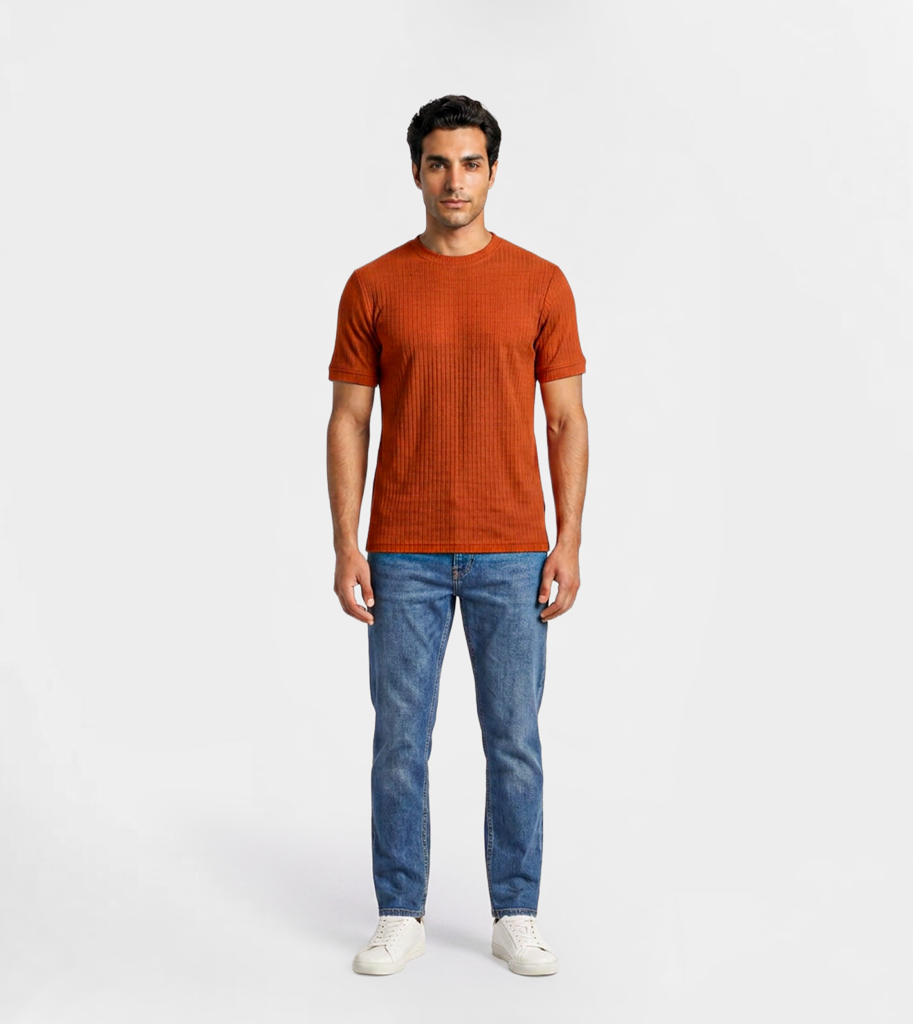 Men Ribbed Knit T-Shirt
