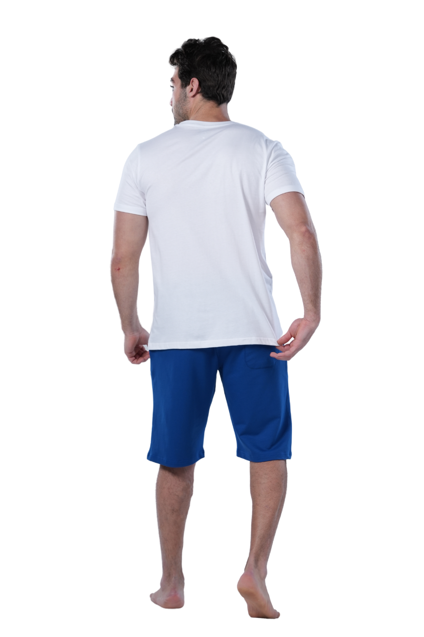 Men's Blue Short Pajama Set with Print