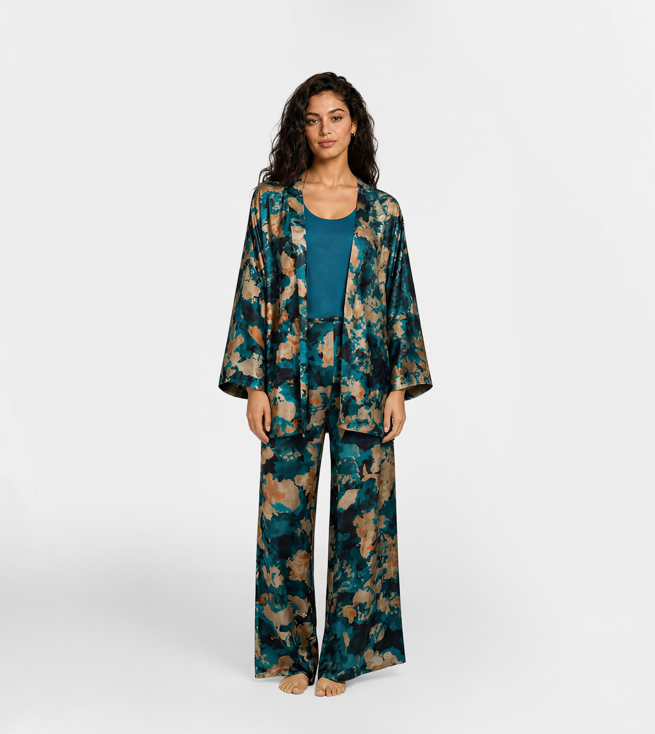 Women Lounge Set with Kimono Cardigan