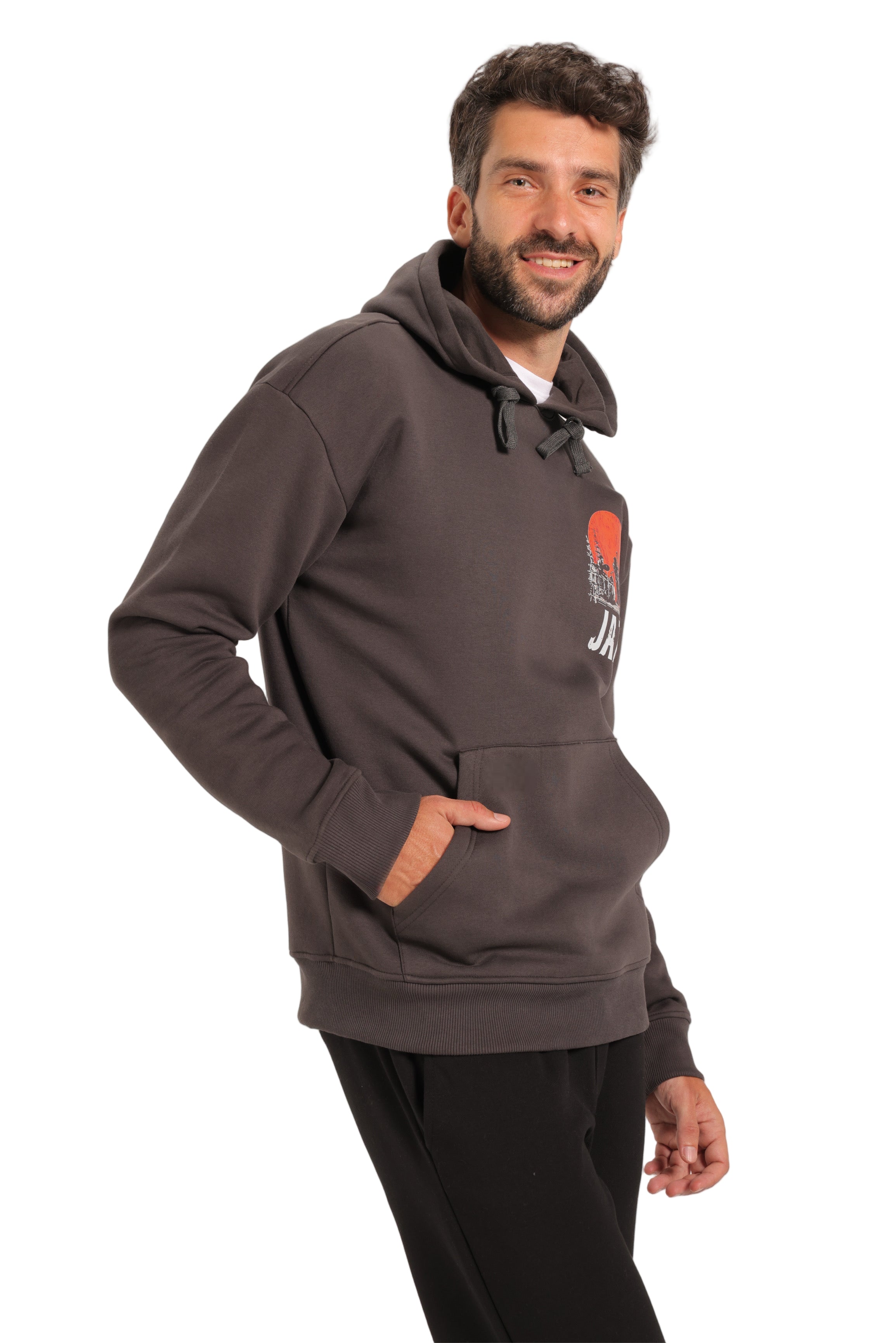 Printed Hoodie Red Cotton