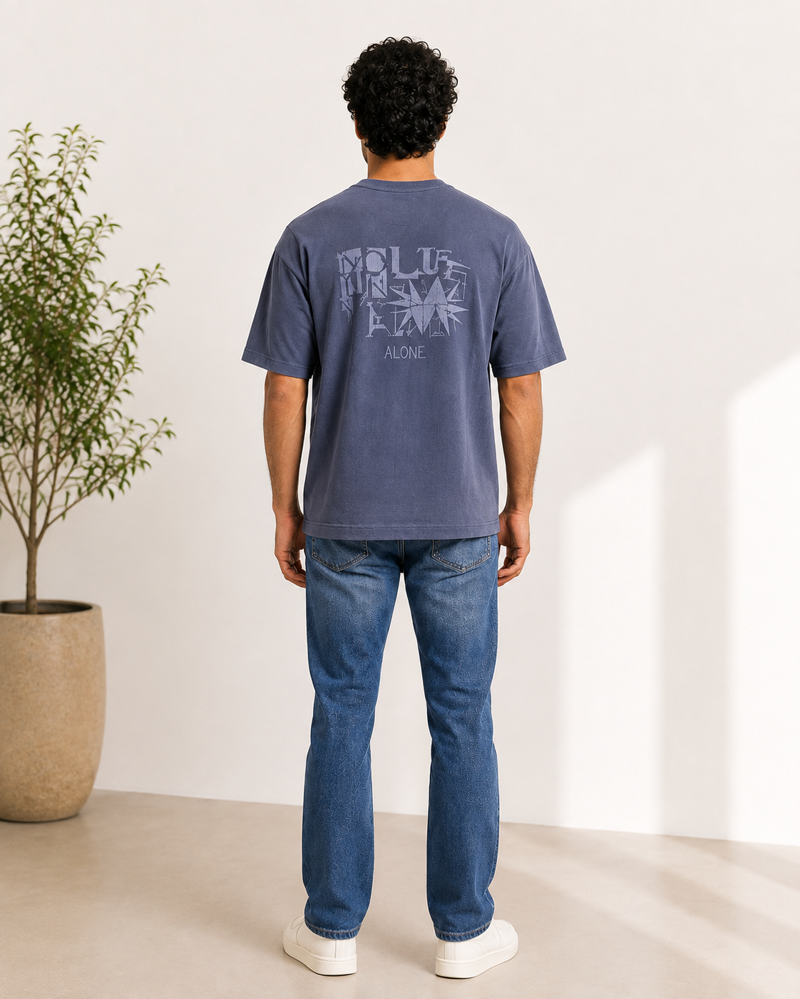 Men "Blue Pixels" Cotton Dark Blue T-Shirt