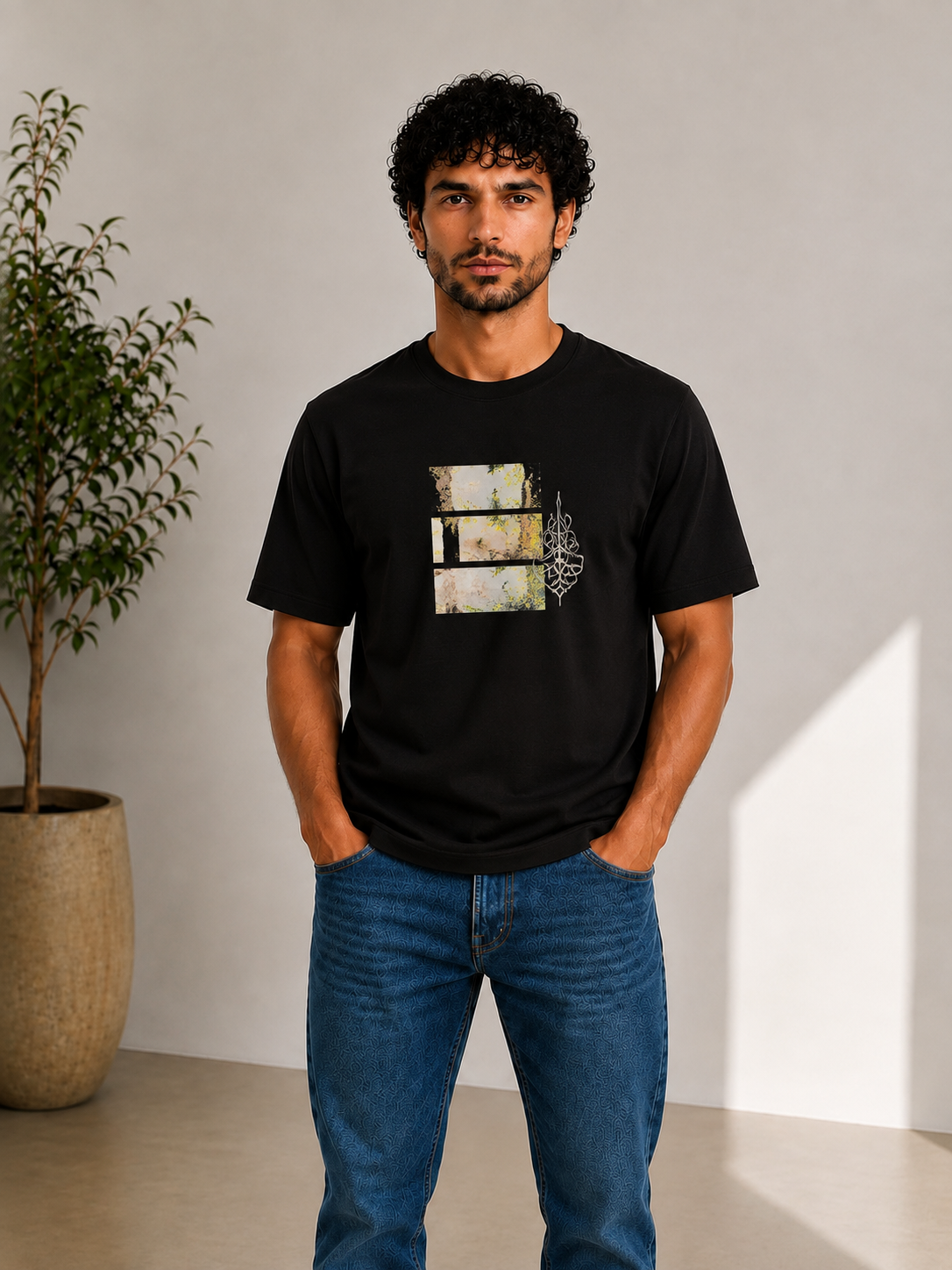 Men's Regular Fit Cotton T-Shirt - Black