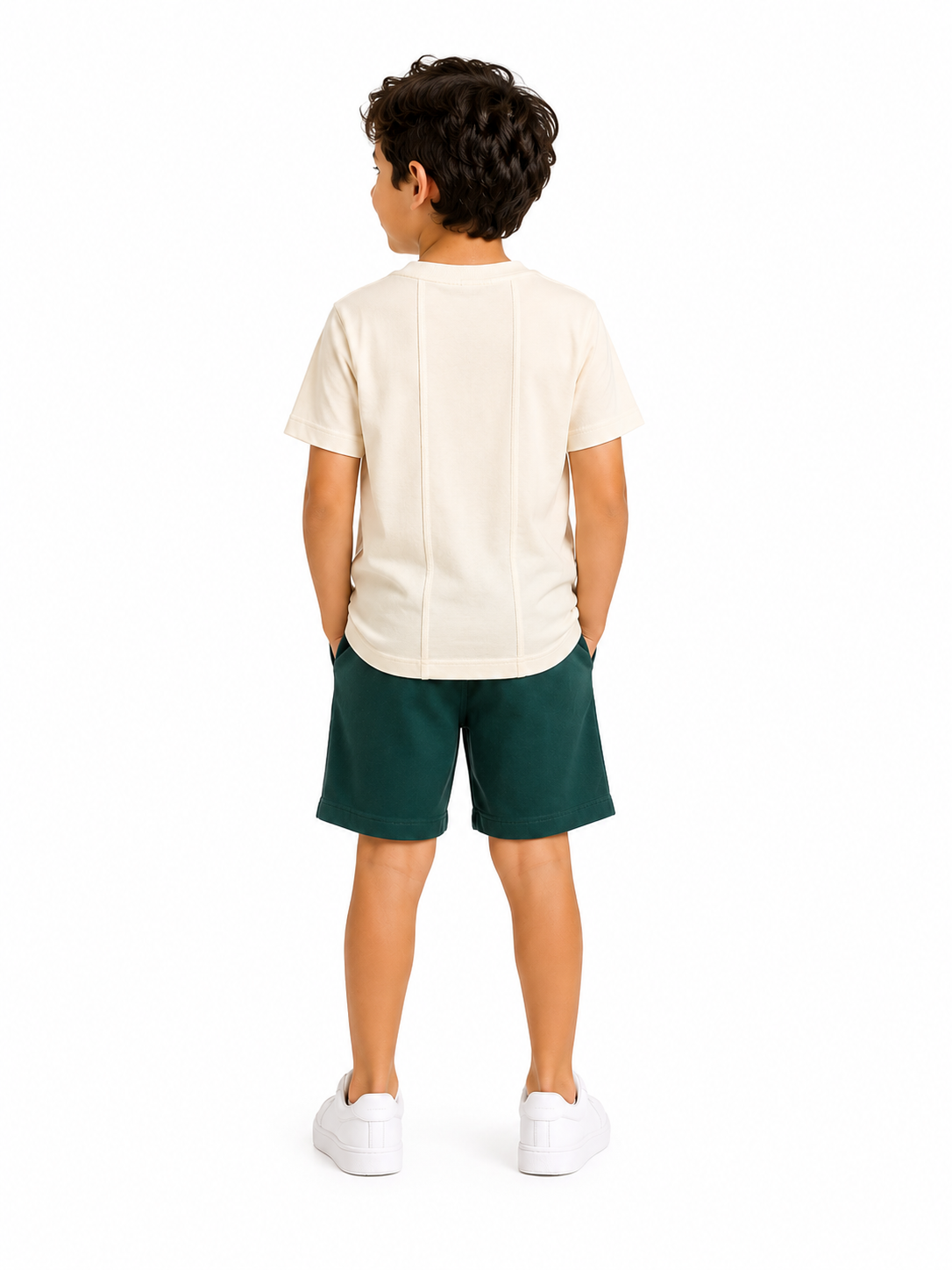 Boys’ Milton Short Pajama Set with Chest Print – Off White