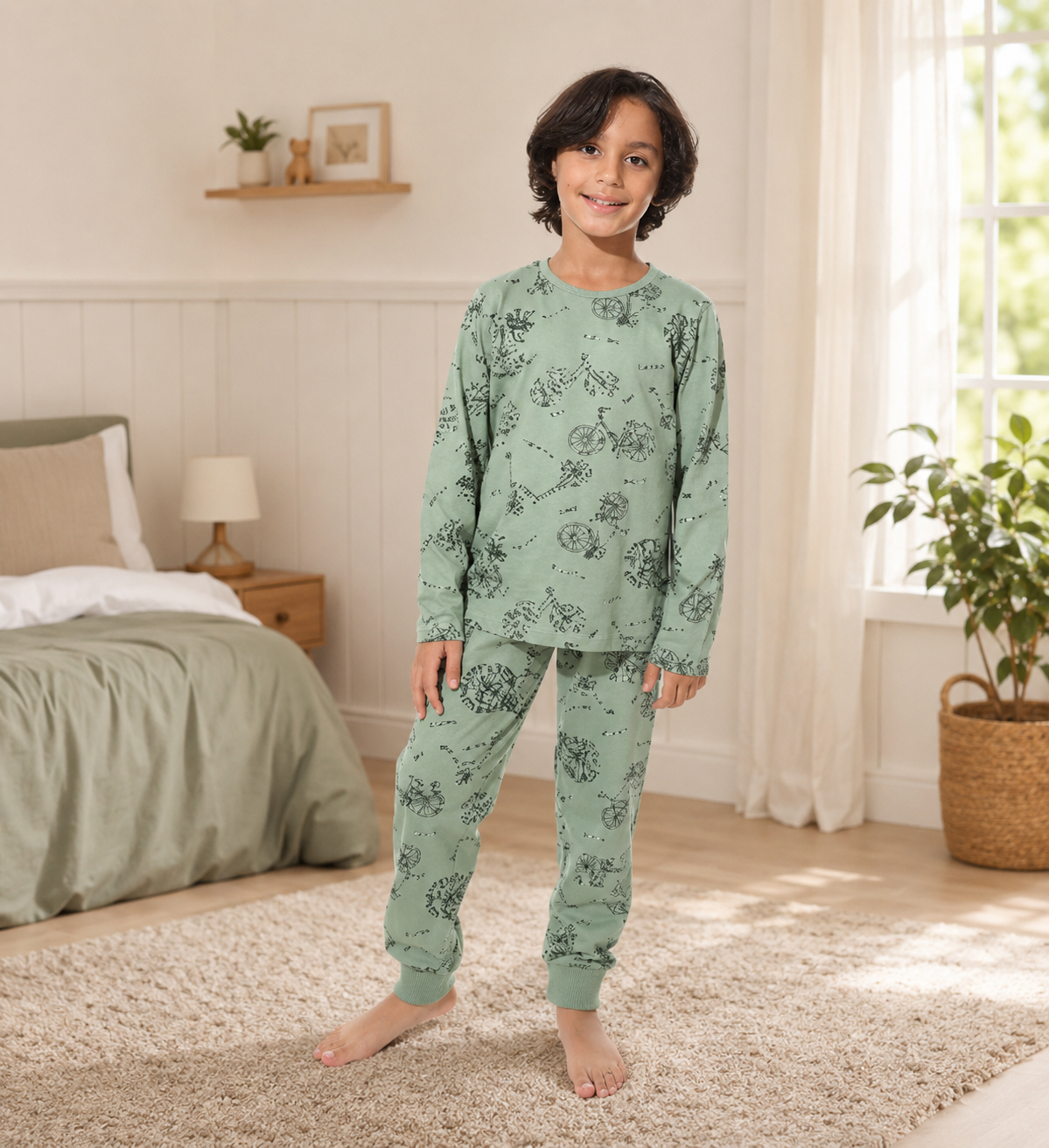 Boys' Autumn Long Sleeve Printed Pajama Set – Soft Cotton