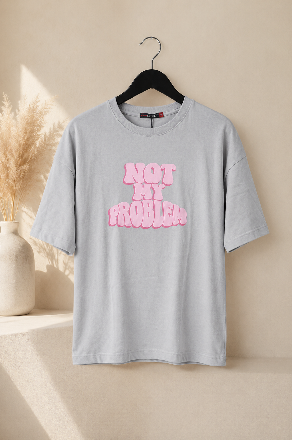 Women's Oversized Short Sleeve Chest Print T-Shirt