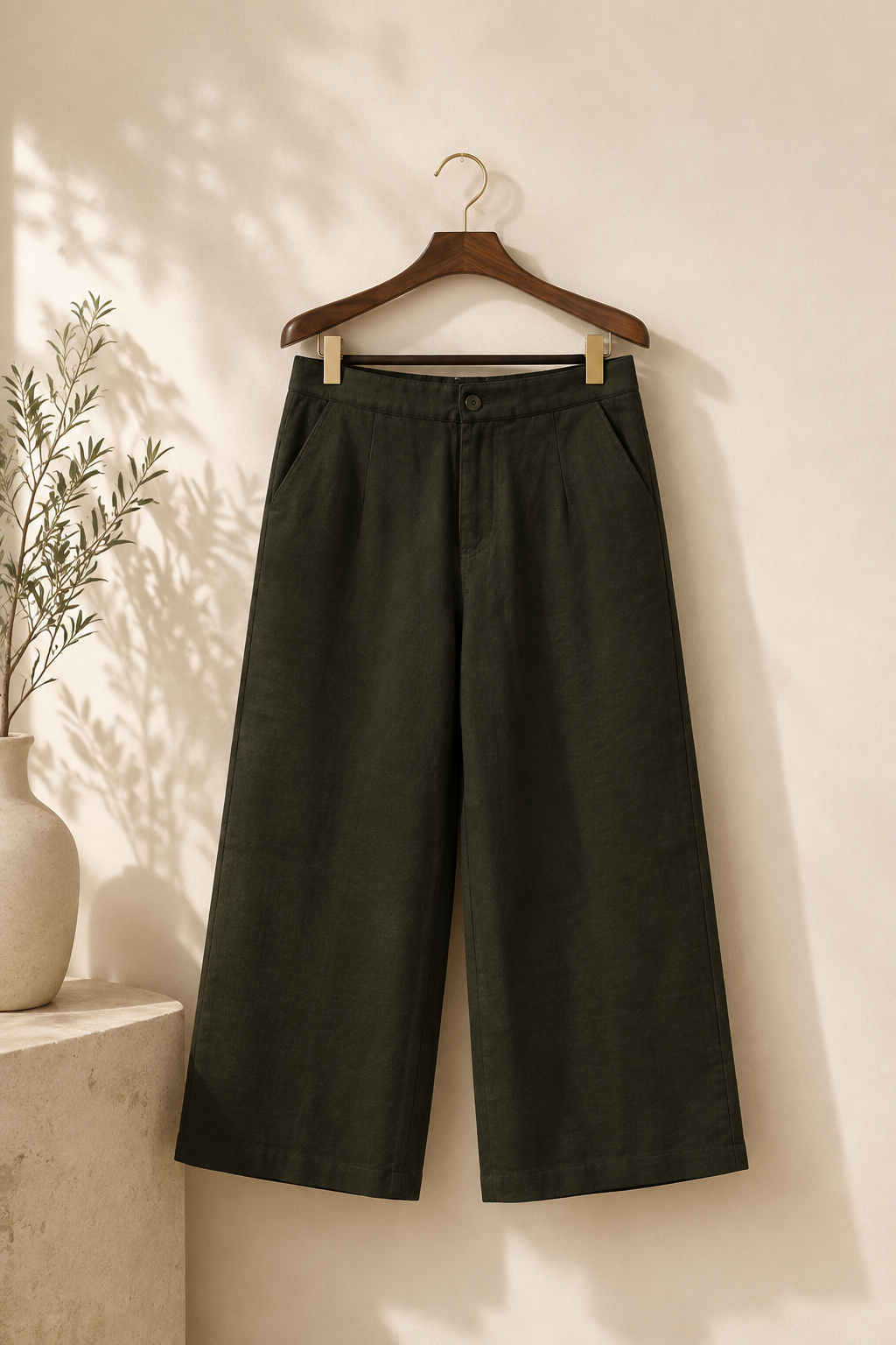 Women's High Waist Wide Leg Pants – Olive