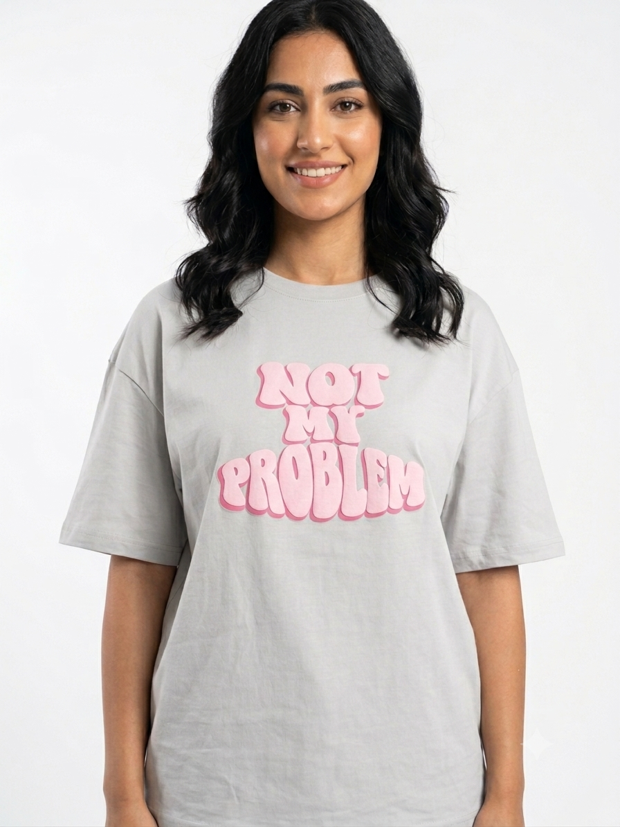 Women's Oversized Short Sleeve Chest Print T-Shirt