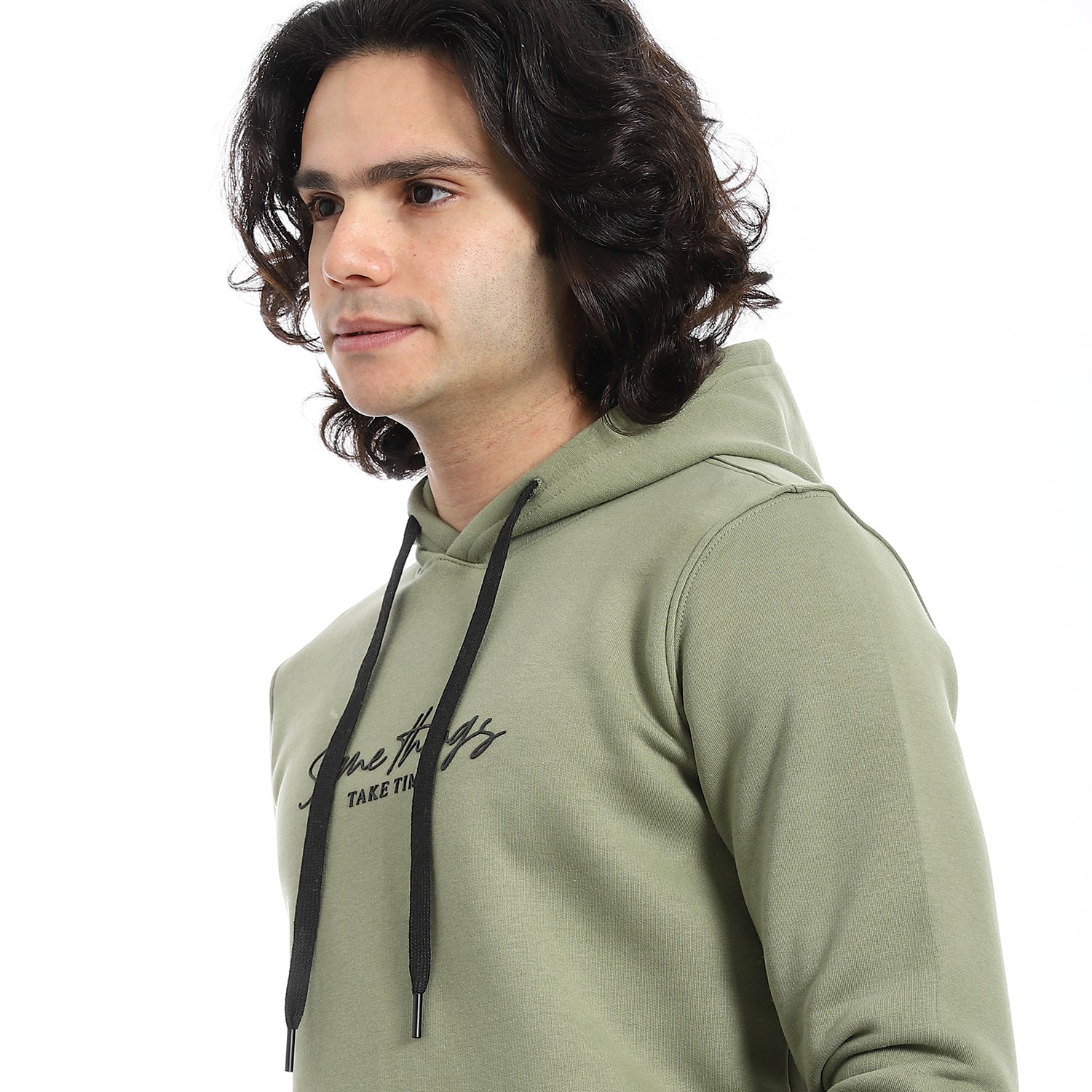 Men Hoodie With Prints - Dark Green