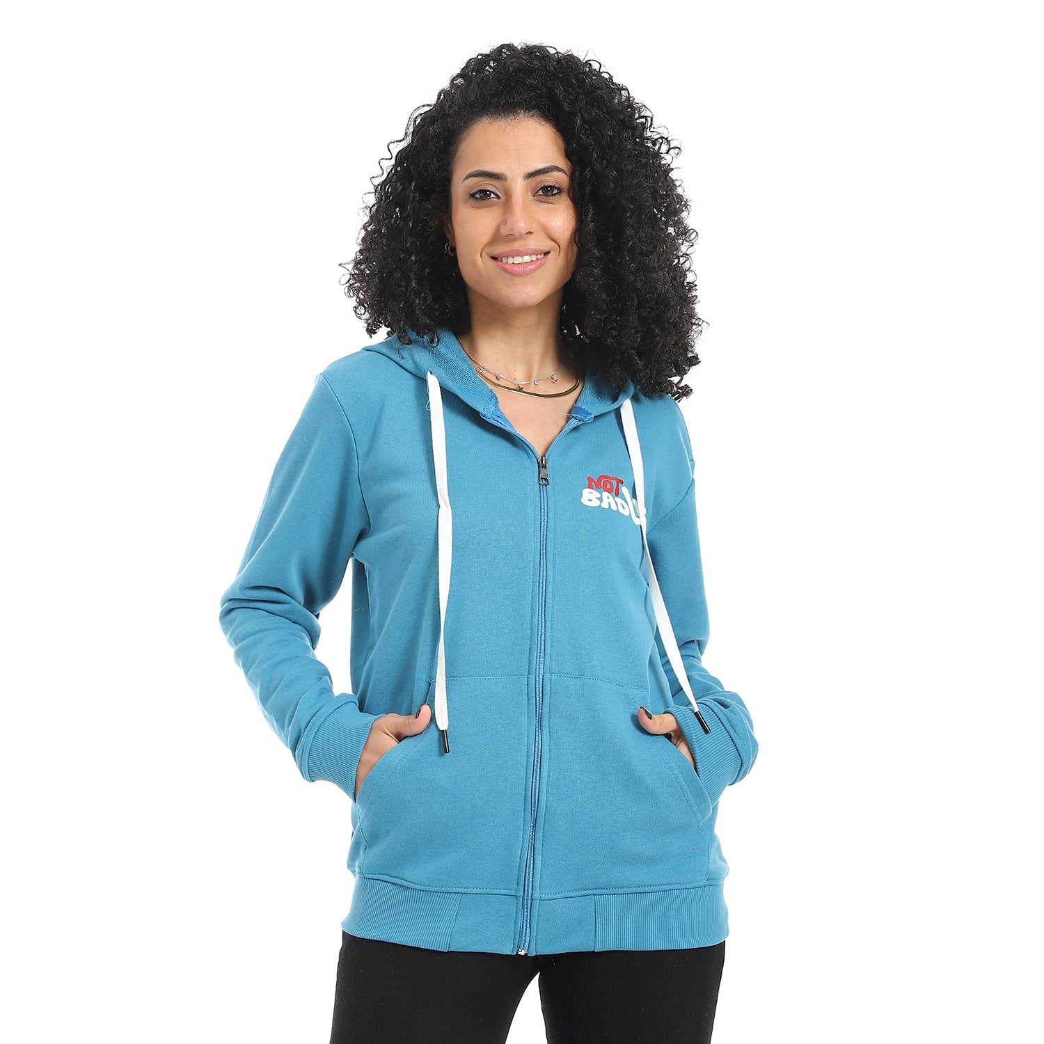 Women's Autumn Sweatshirt With Printed -Blue