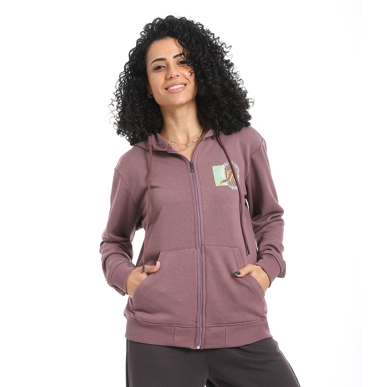 Women's Autumn Sweatshirt With Printed -Purple