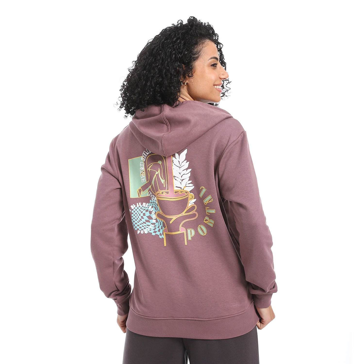 Women's Autumn Sweatshirt With Printed -Purple