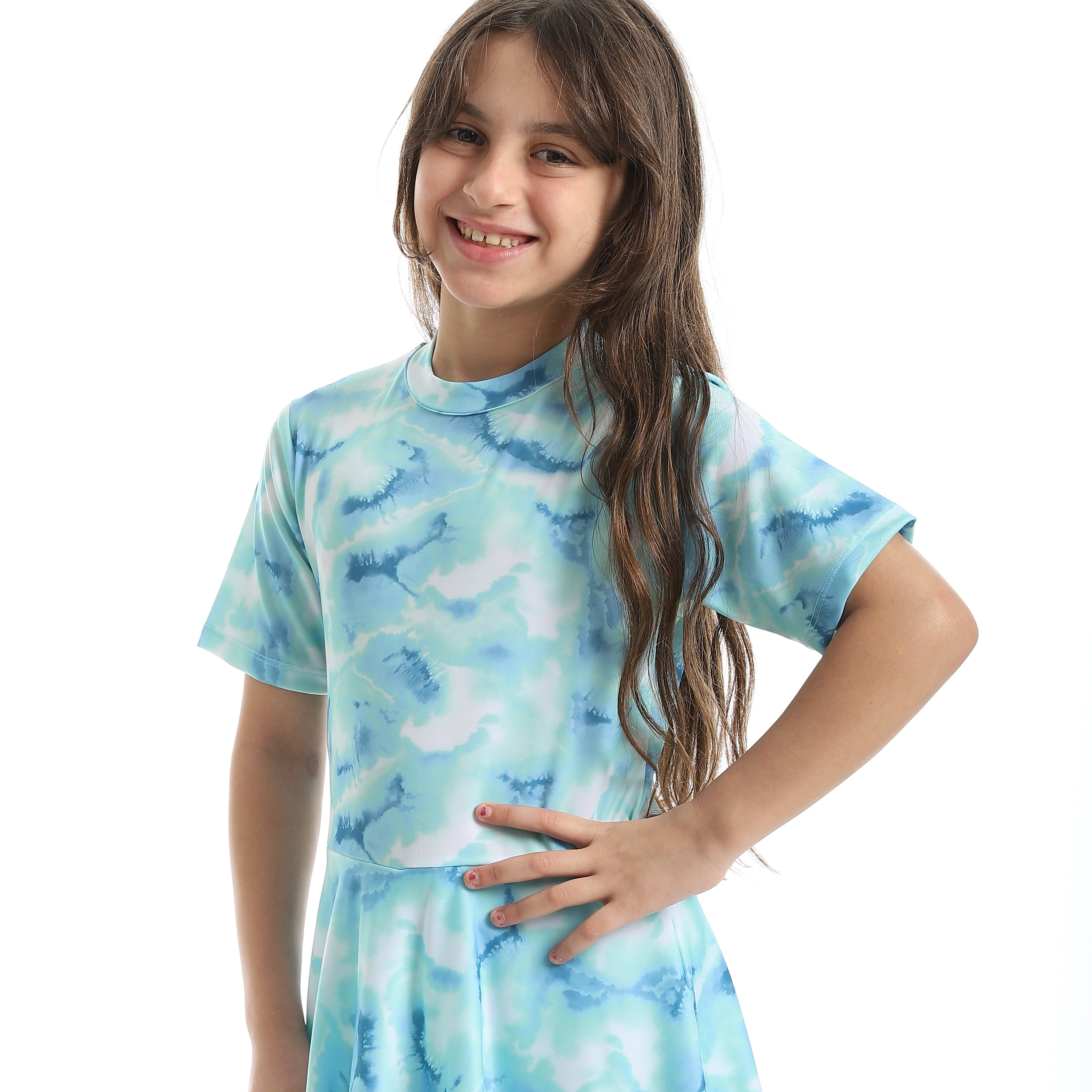 Girls’ Modest Swimwear Set – Short Sleeve Top with Shorts