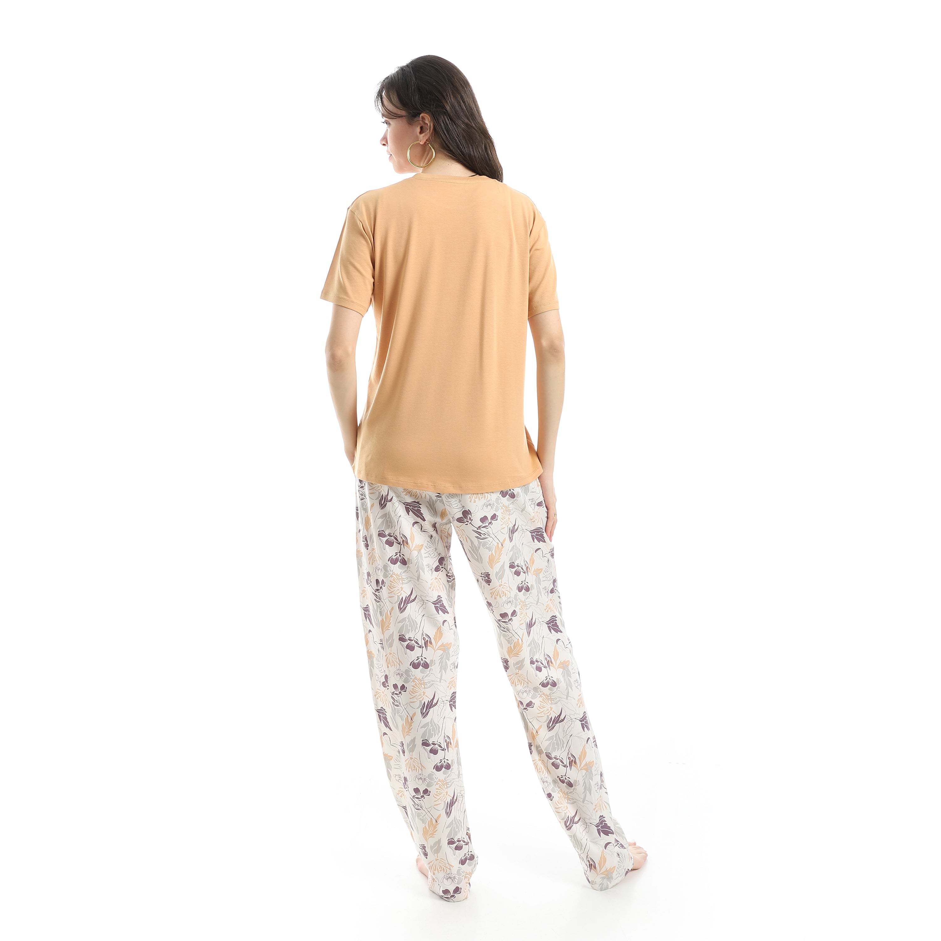 Women's Summer Pajama Floral Pants - Cafe