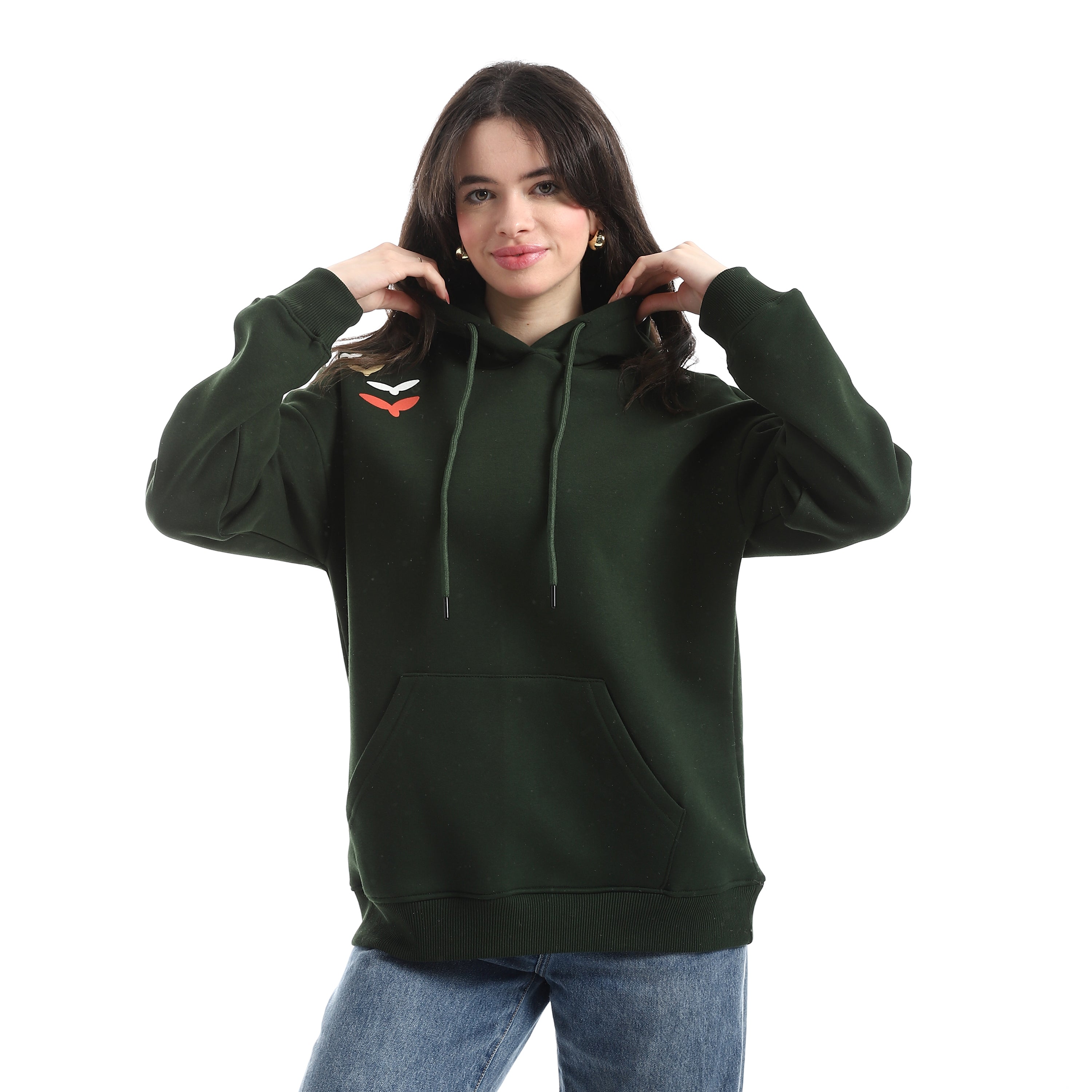 Hoodie with Arabic Calligraphy & Birds Graphic