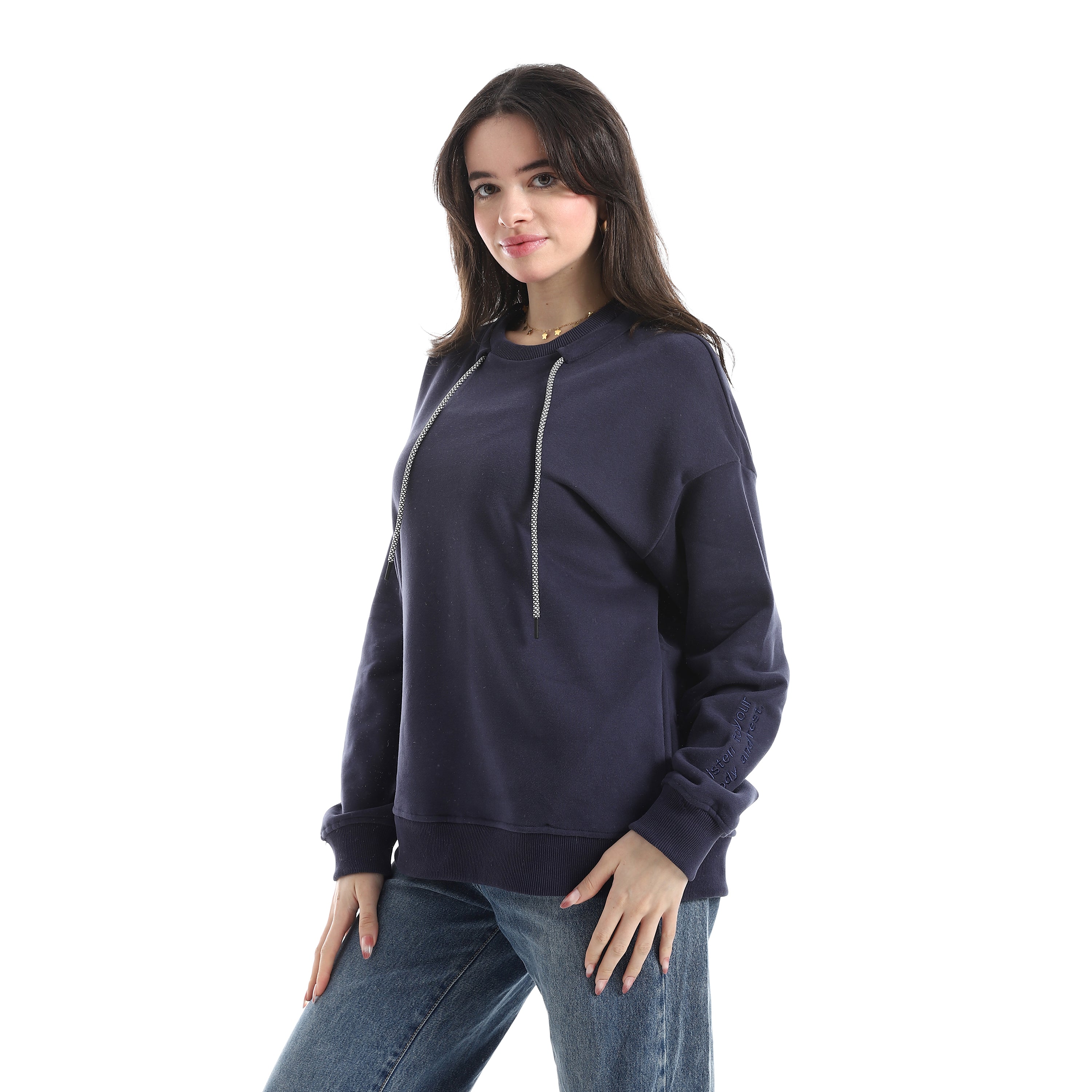 Women's Regular Fit Crew Neck Thick Basic Sweatshirt