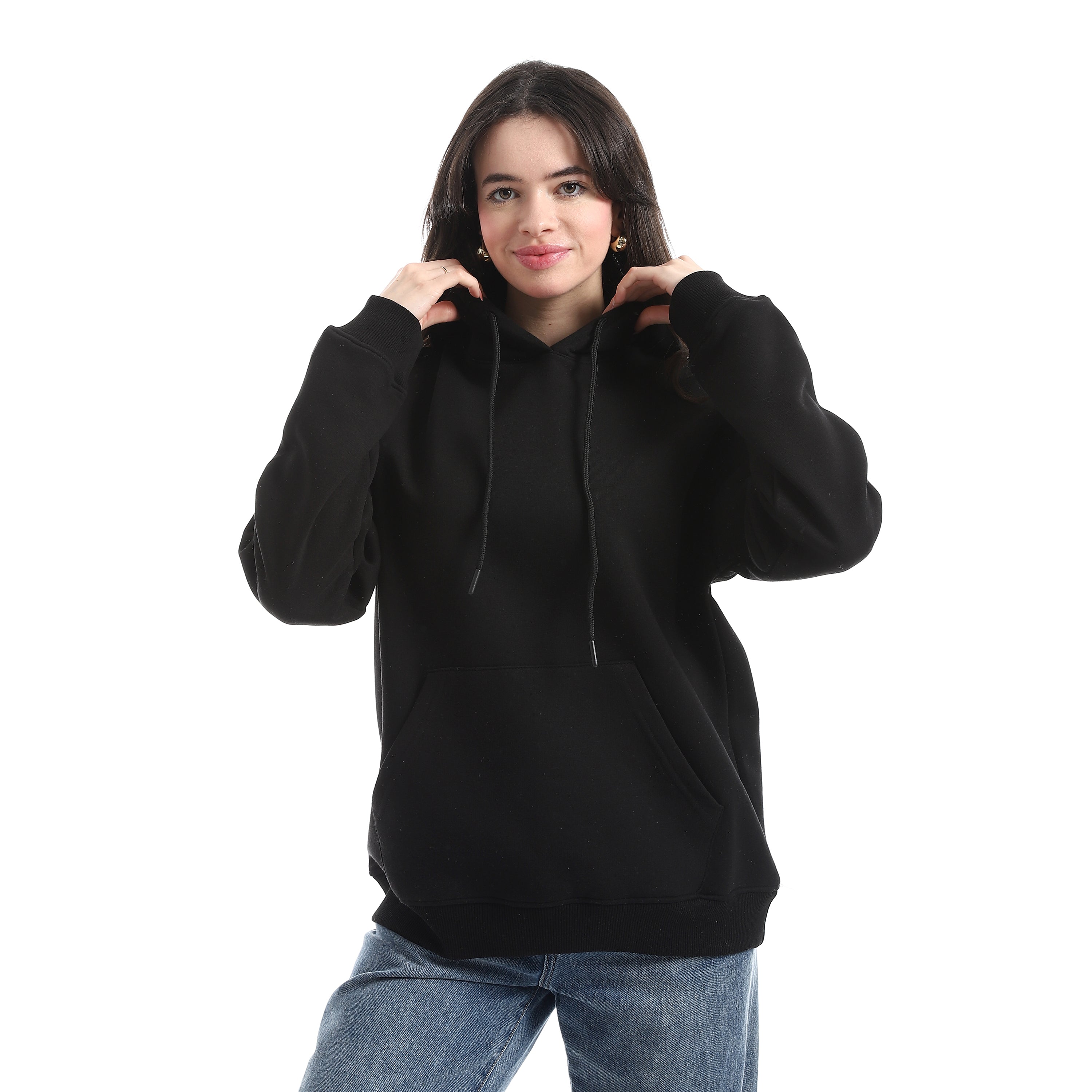 Relax Fit Hooded Basic Thick Sweatshirt