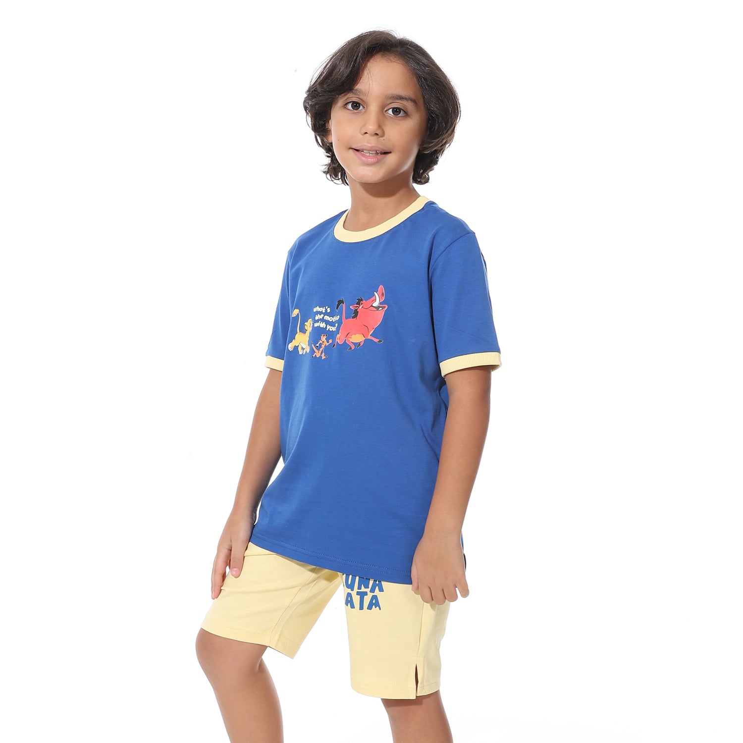 Boys’ Short Pajama Set with Back Print – Soft Cotton Nightwear