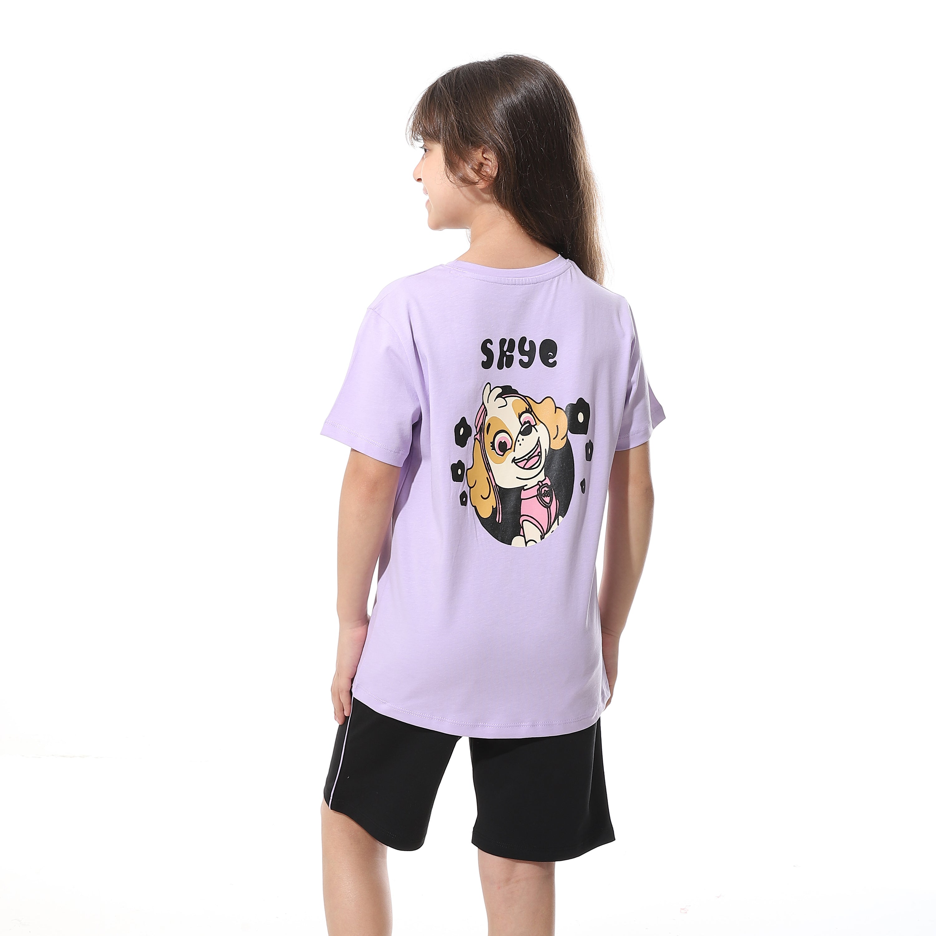 Girls’ Purple Printed Short Pajama Set