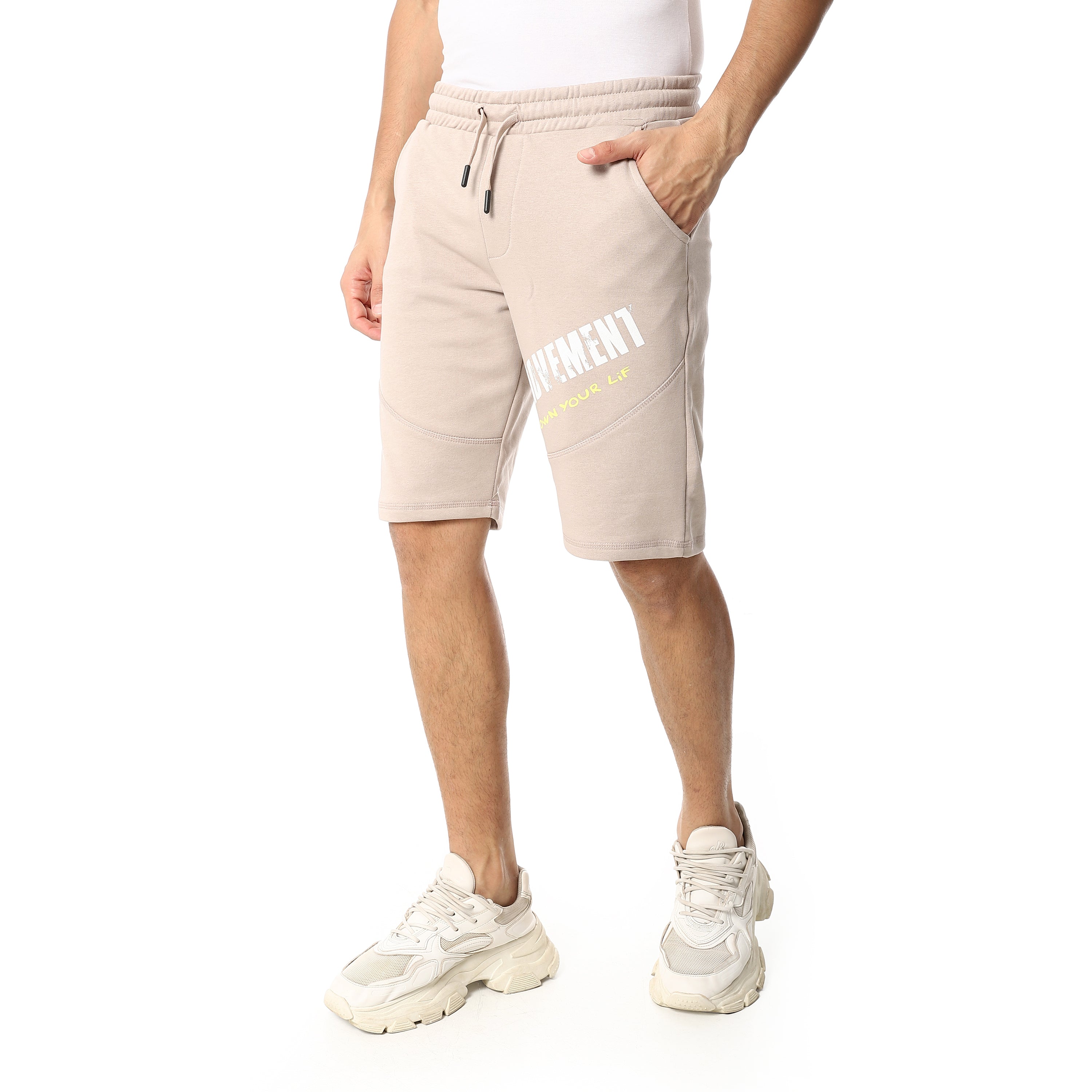 Stylish Printed Men's Shorts Beige- Comfortable and Trendy