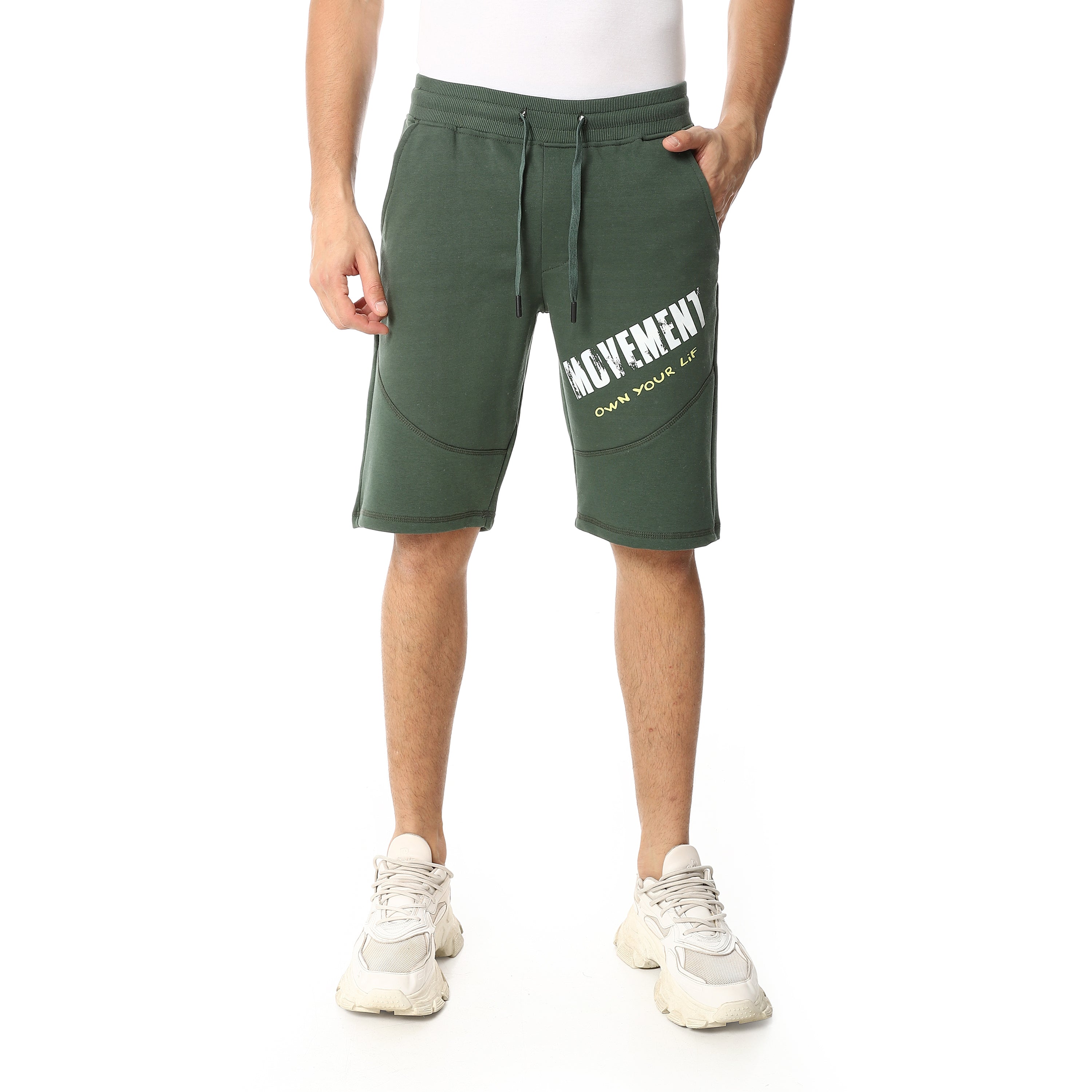 Stylish Printed Men's Shorts Olive - Comfortable and Trendy