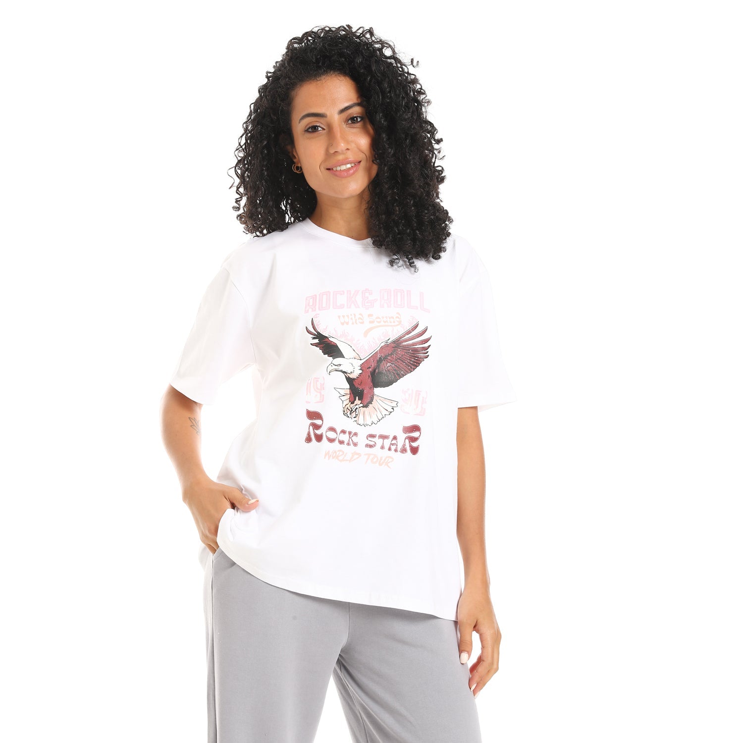 Women's White "Rock Star" Graphic T-shirt