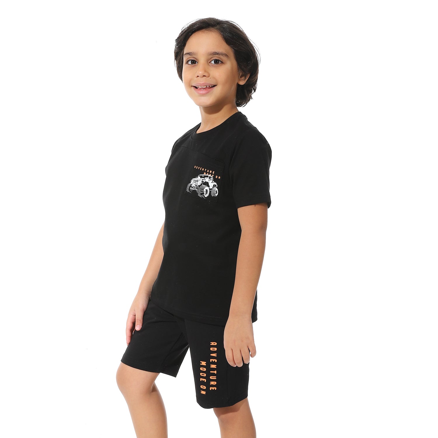 Black Printed Shorts Set for Boys – Summer Melton Vibes