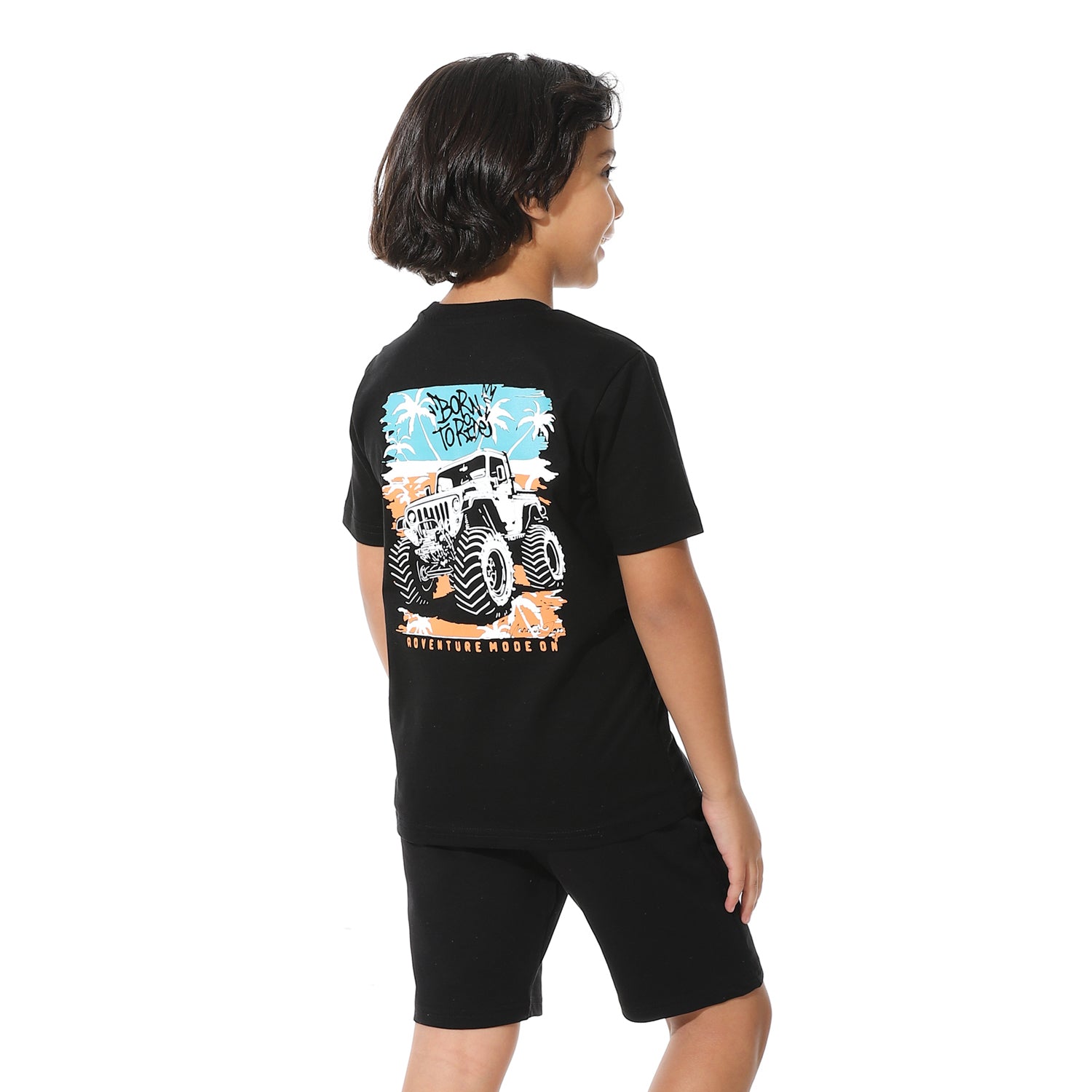 Black Printed Shorts Set for Boys – Summer Melton Vibes