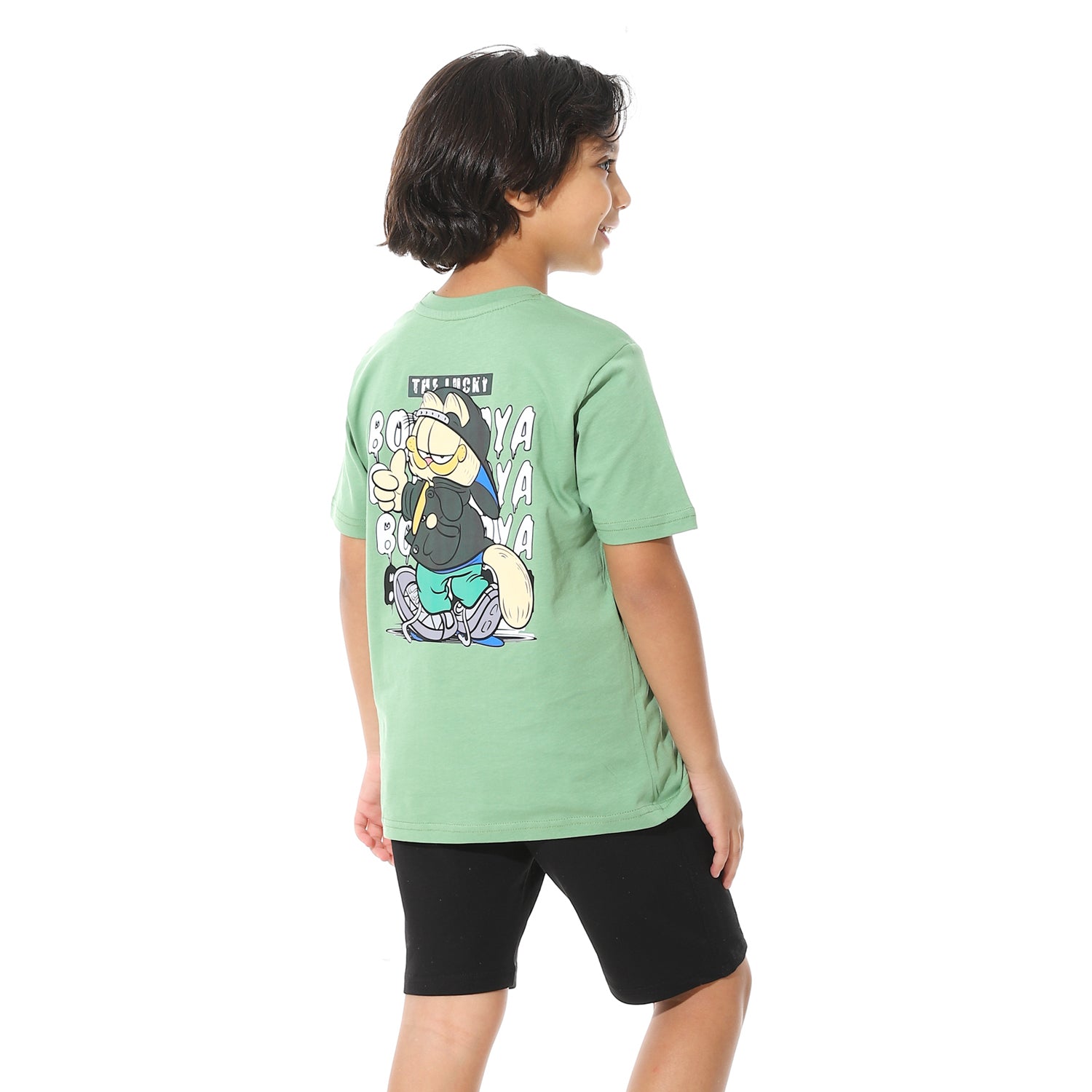 Boys Printed Colorful Summer & Pajama Shorts Set - Green