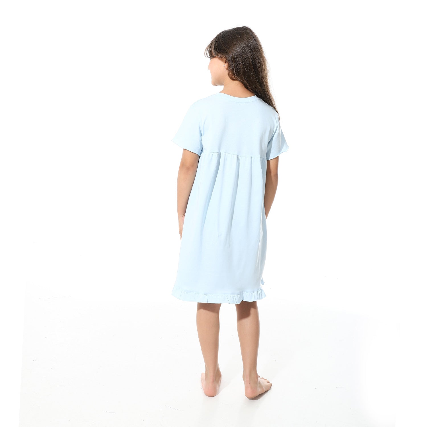 Girls Printed Short Sleeves Nightgown - Blue