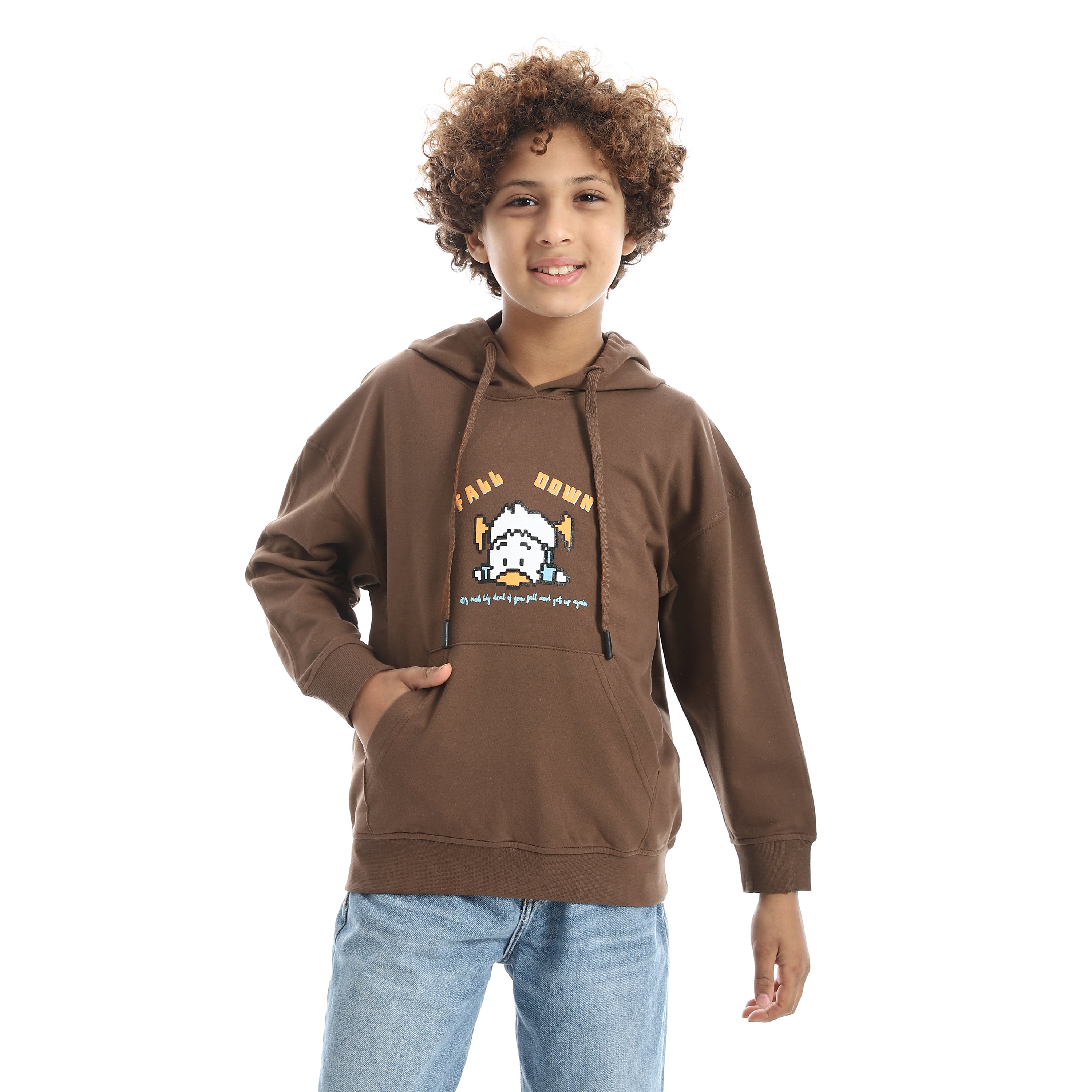 Boy Regular Fit Hooded Back Printed Autumn Sweatshirt