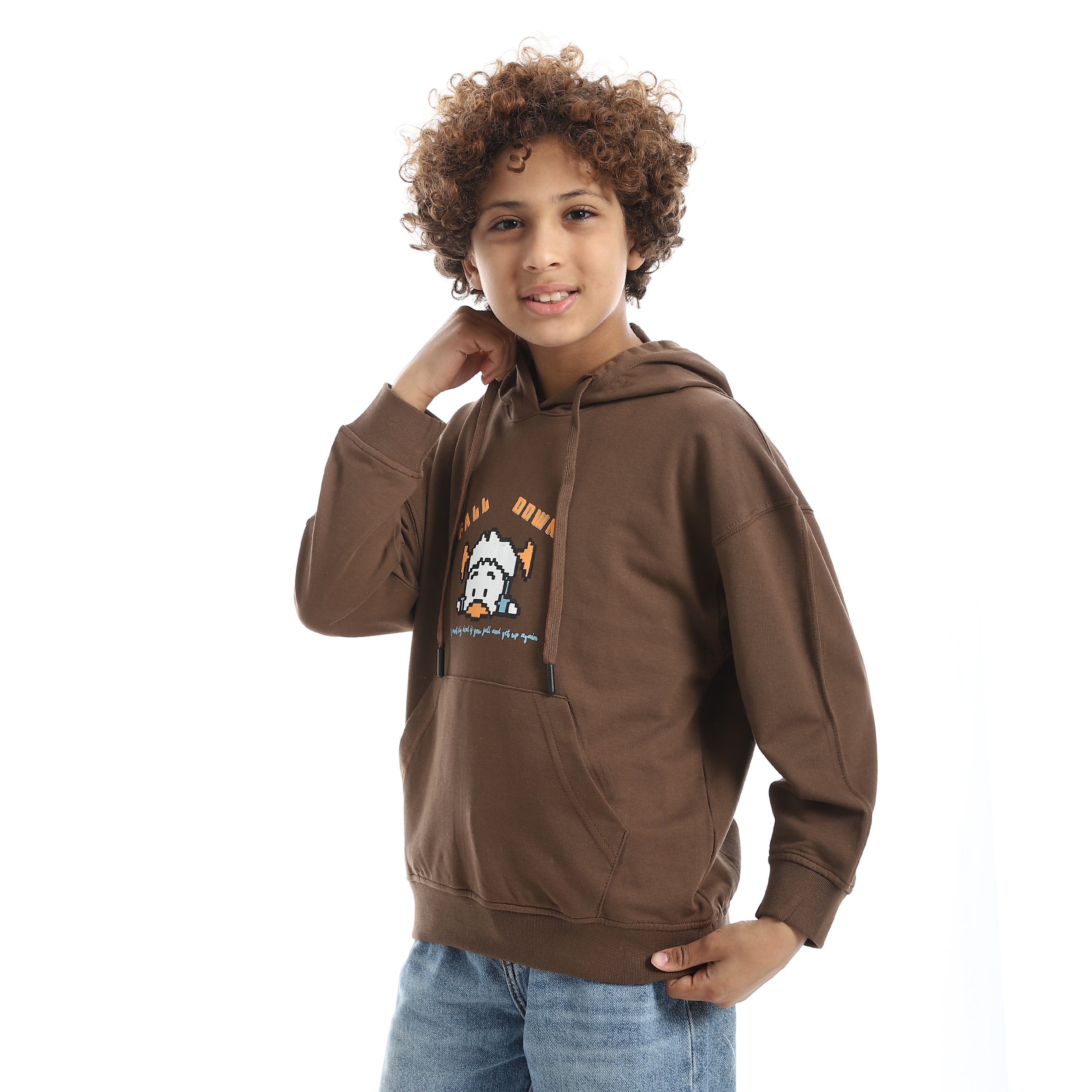 Boy Regular Fit Hooded Back Printed Autumn Sweatshirt